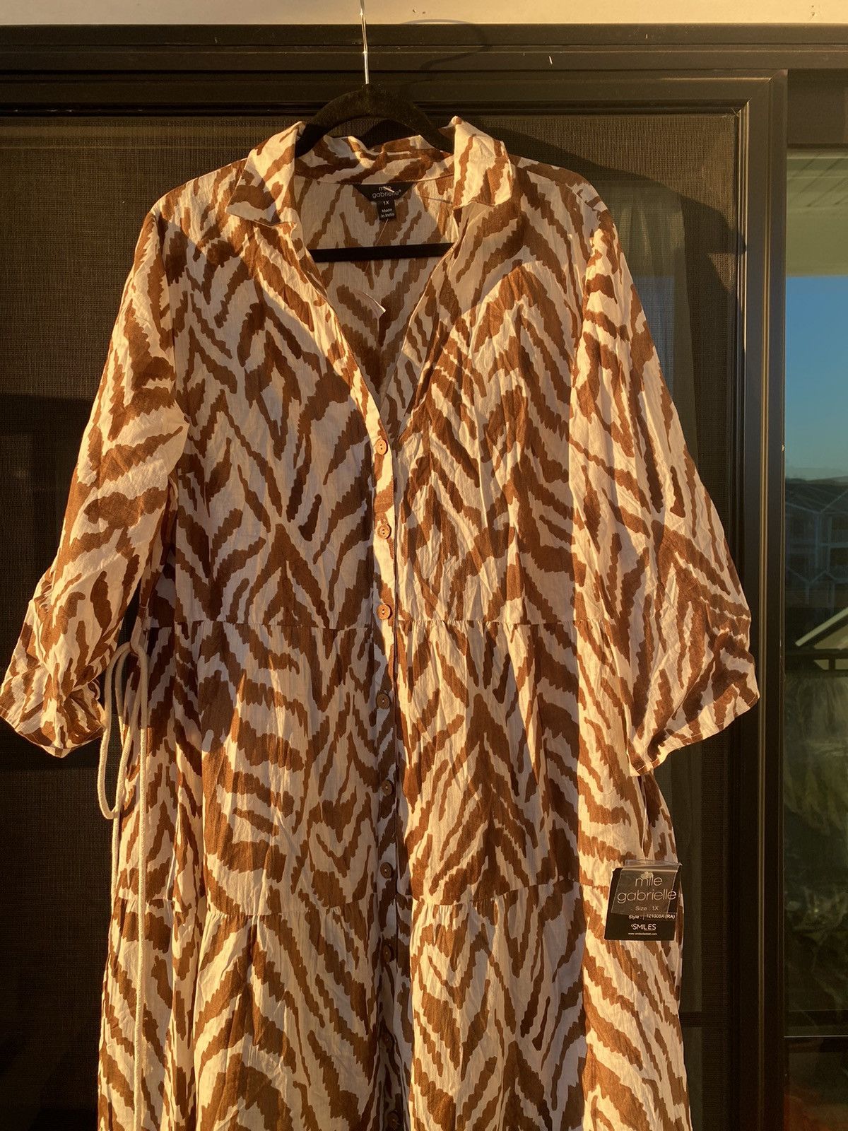 Other NWT Mlle Gabrielle XL Underbrush Belted Button-front Dress Size XL / US 12-14 / IT 48-50 - 3 Thumbnail
