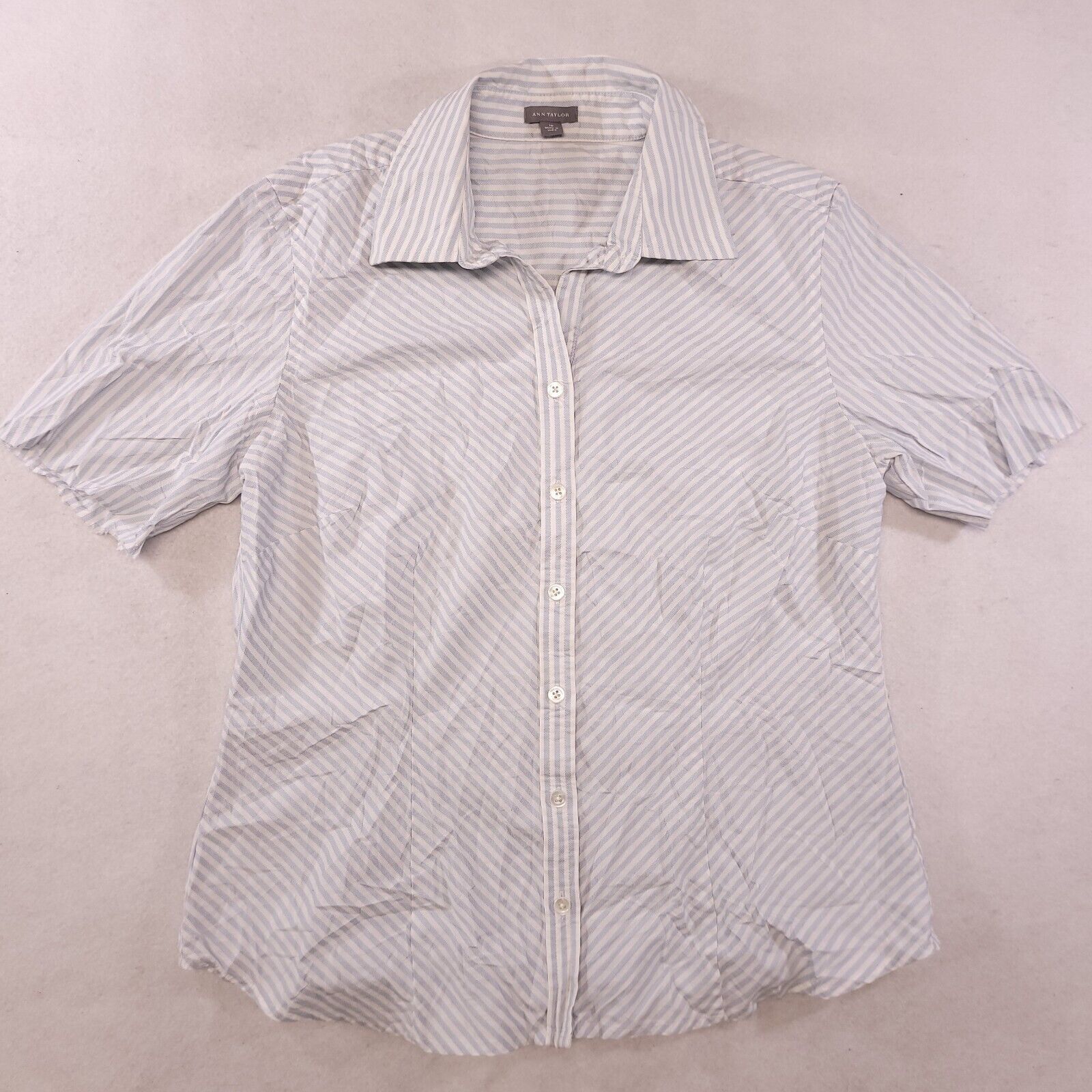 Ann Taylor Ann Taylor Button Up Shirt Womens Size 10 White Blue Striped Size L / US 10 / IT 46 - 2 Thumbnail