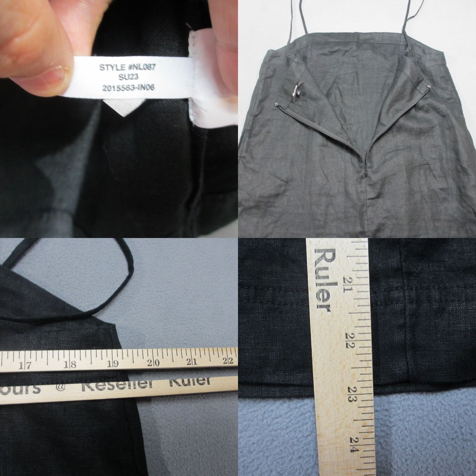 Madewell Madewell Dress Womens 12 Black Mini Goldie Linen Party Cocktail Square Neck Back Zip Dress Size XL / US 12-14 / IT 48-50 - 8 Thumbnail
