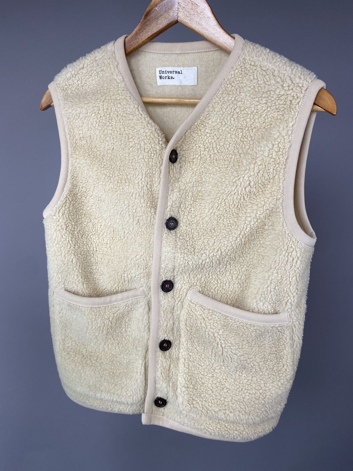 Japanese Brand × Universal Works Universal Works Cream Fleece Vest – Size S Size US S / EU 44-46 / 1 - 1 Thumbnail
