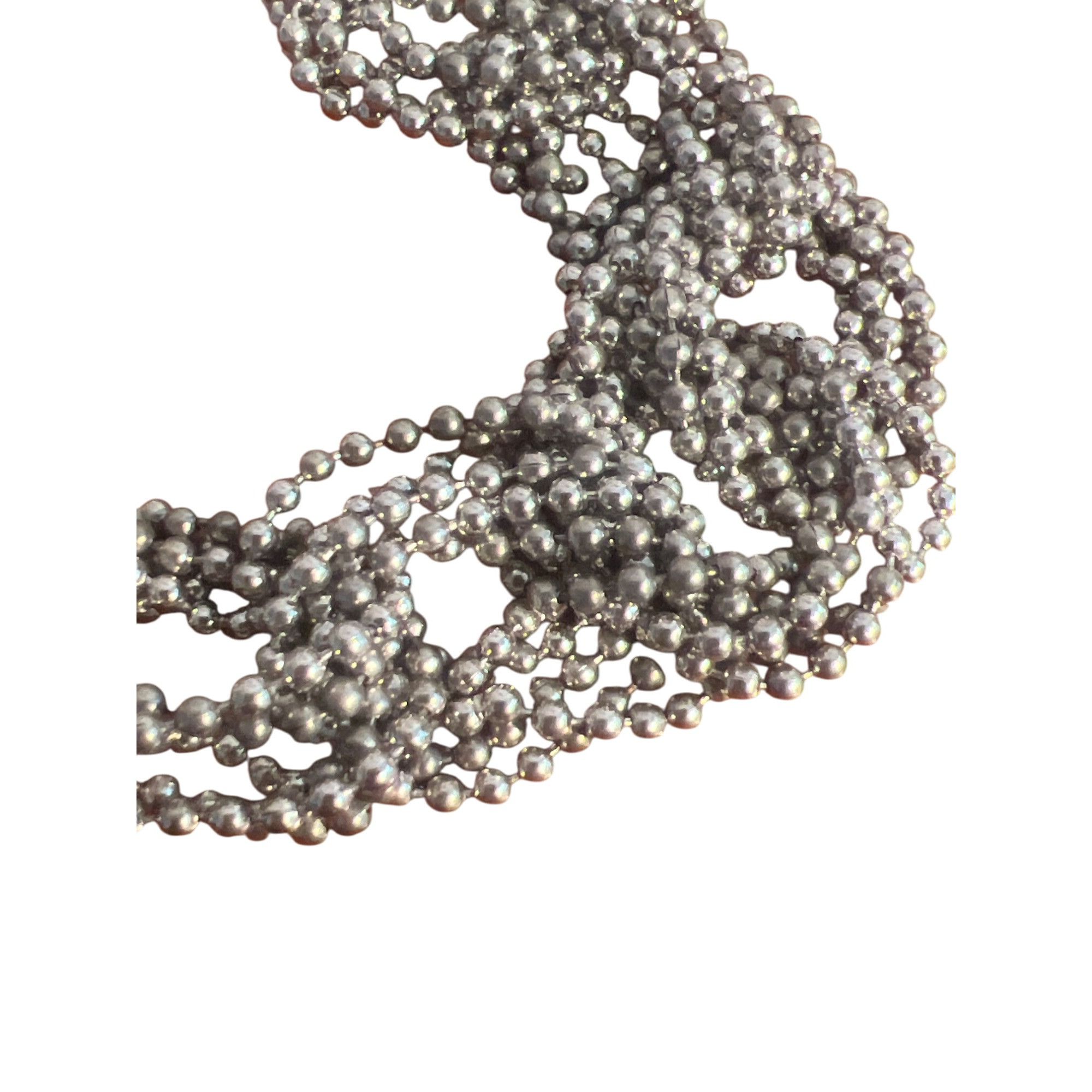 Other Vintage Silver Tone Beaded Multi-Strand Bracelet Chain Link Size ONE SIZE - 2 Thumbnail
