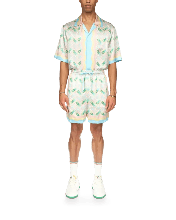 Casablanca o1mle0326 Drawstring Silk Shorts Ping Pong Print Size US 30 / EU 46 - 2 Thumbnail