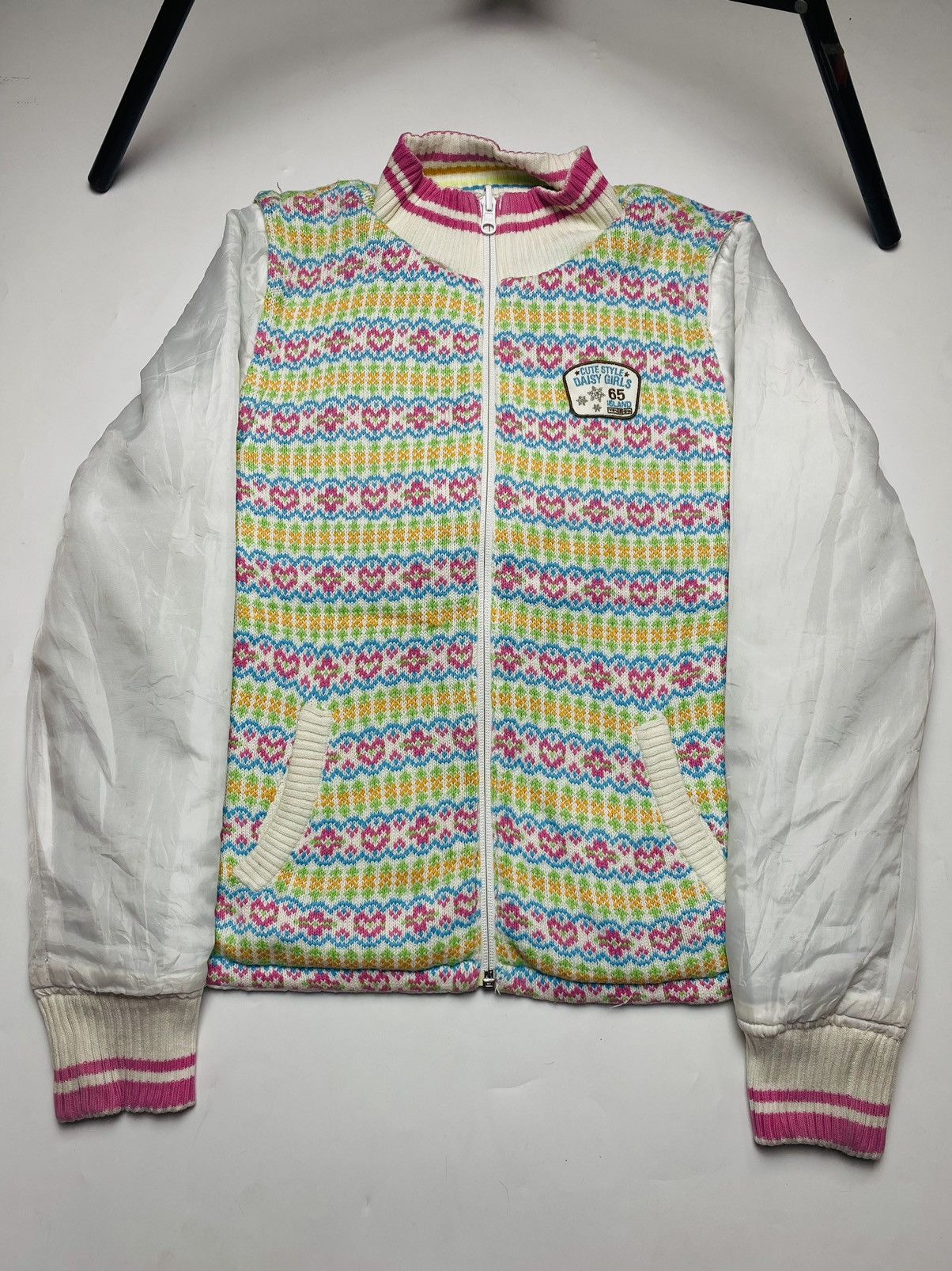Japanese Brand 2000s Daisy Lovers Reversible Knitted Heart Vest Jacket Size US M / EU 48-50 / 2 - 2 Thumbnail