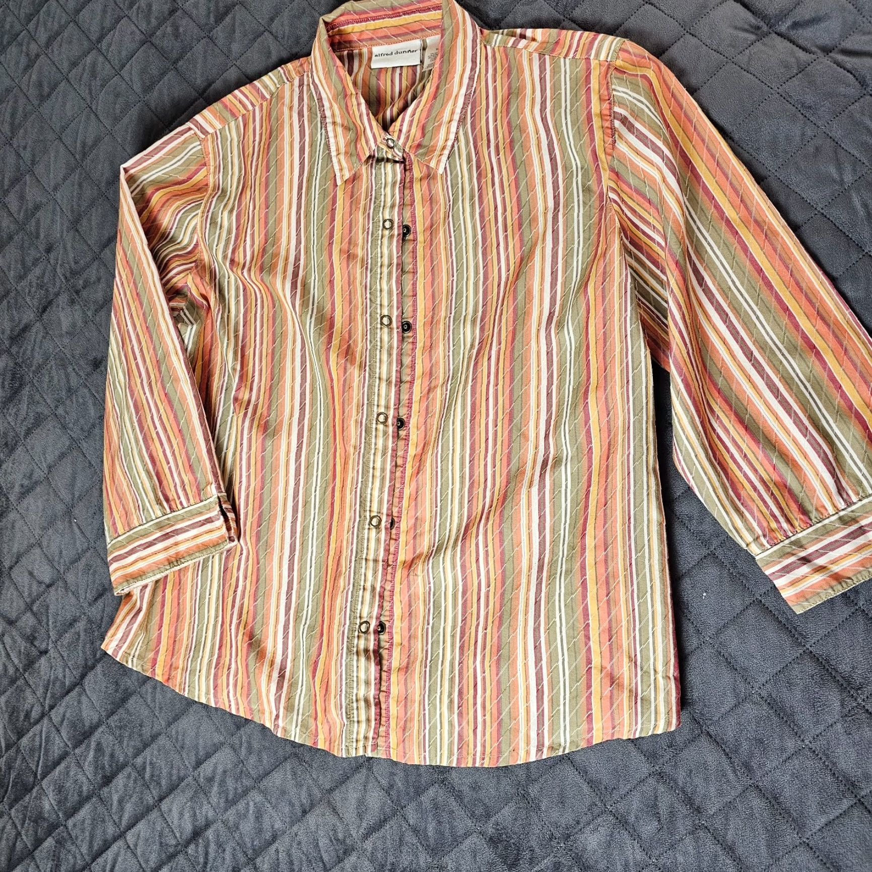 Vintage Alfred Dunner Shirt Women's Size 16 Orange Stripe Autumn Snap Button Size XXL / US 16-18 / IT 52-54 - 6 Thumbnail