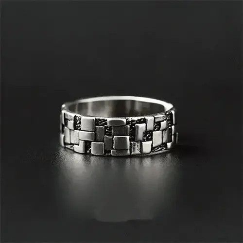 Ring Of Fire Geometric Block Pattern Ring Size ONE SIZE - 3 Thumbnail