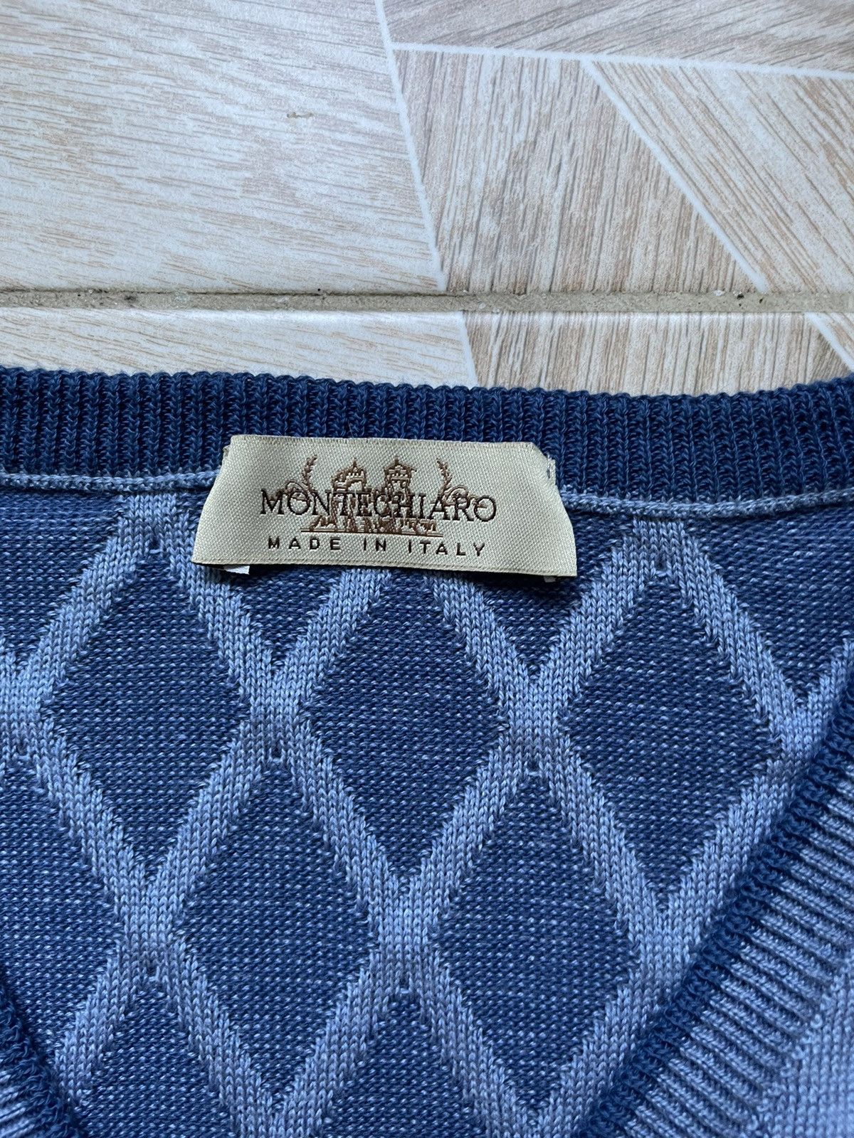 Vintage Montechiaro Knitted Sweater Italy Designers Monogram Rhombus Size US XL / EU 56 / 4 - 7 Thumbnail