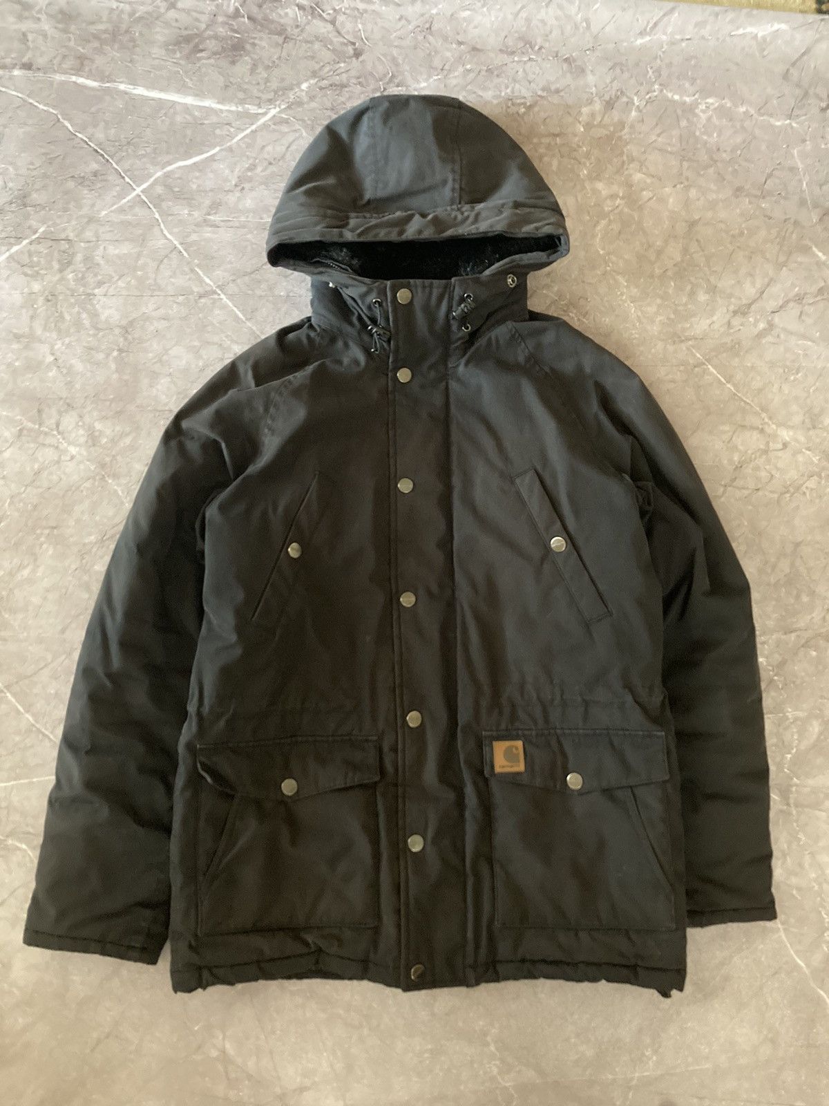 image of Carhartt Wip Vintage Trapper Parka Patchwork in Black, Men's (Size Medium)