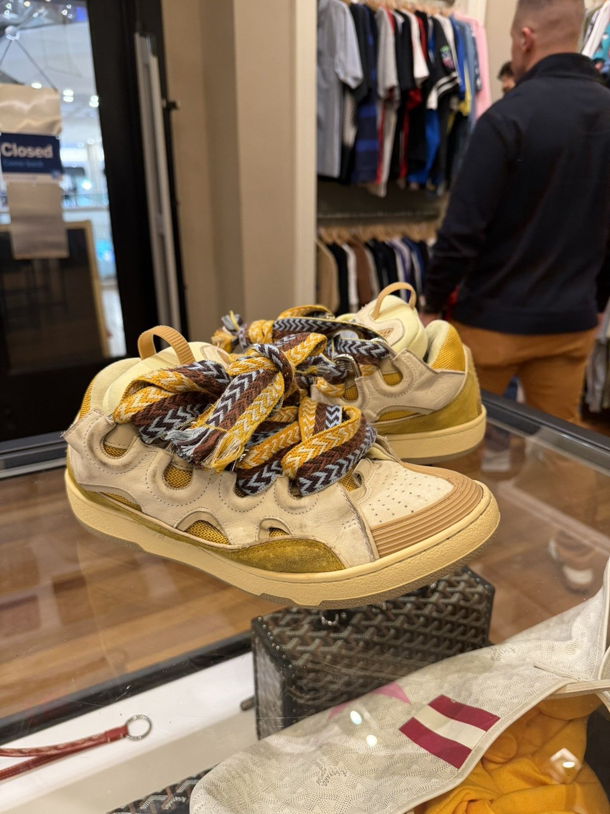 Lanvin Lanvin Oversized Curb Sneaker - Yellow white Size US 10 / EU 43 - 3 Thumbnail