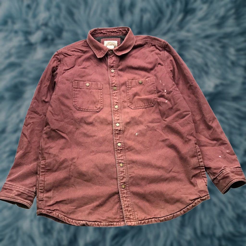 Vintage VINTAGE L.L.Bean Katahdin Iron Works Canvas Fleece Lined Shirt Mens LT Large Tall Red Button-Up Crewneck? No Size US L / EU 52-54 / 3 - 1 Thumbnail