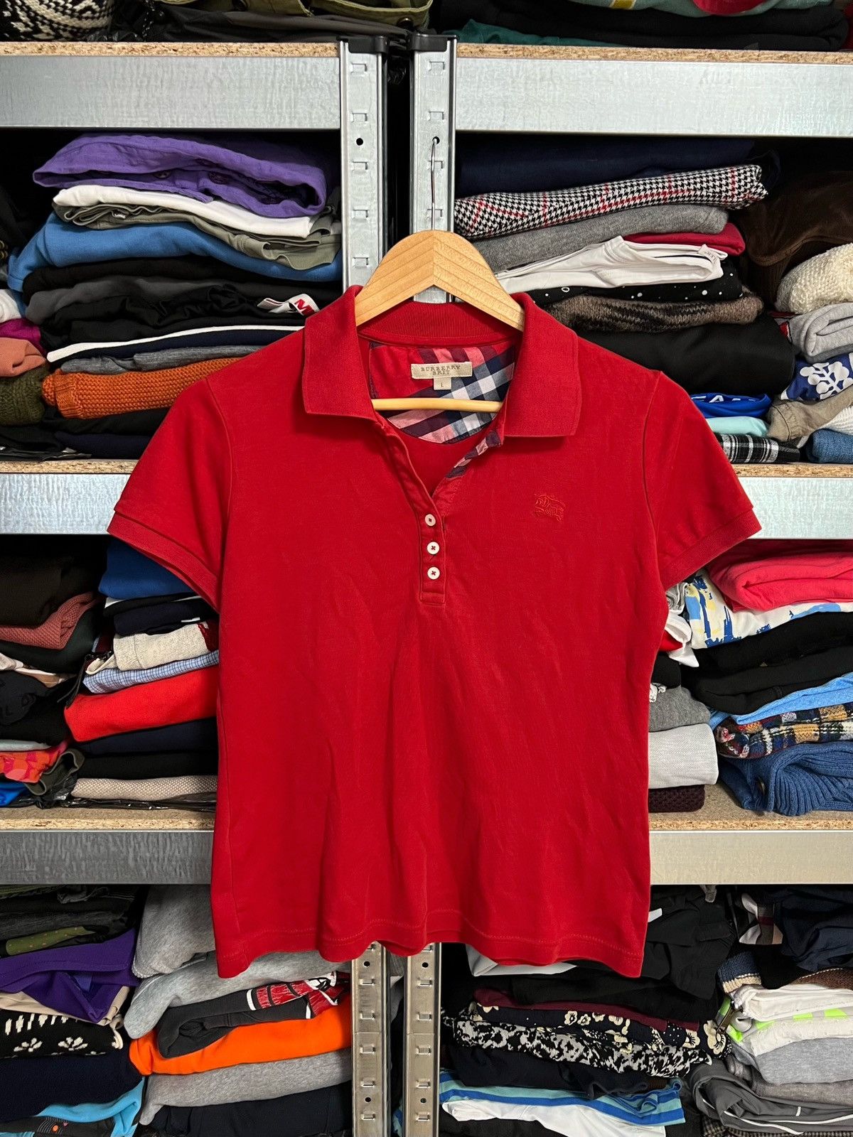Burberry Burberry Brit Women’s Short Sleeve Polo Shirt Crop Top Sz L Size L / US 10 / IT 46 - 1 Thumbnail