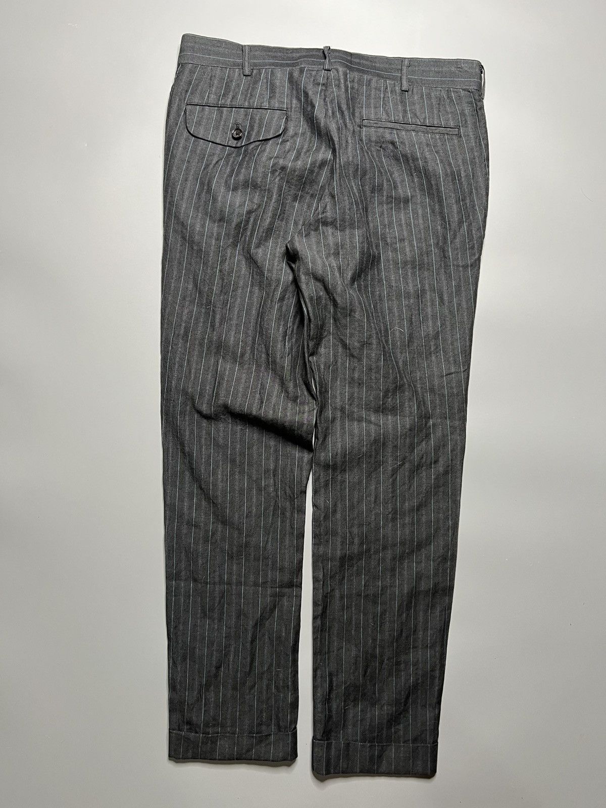 Comme des Garcons Homme CDG homme Pinstripe Fold Hem Wool Trouser Size US 32 / EU 48 - 2 Thumbnail