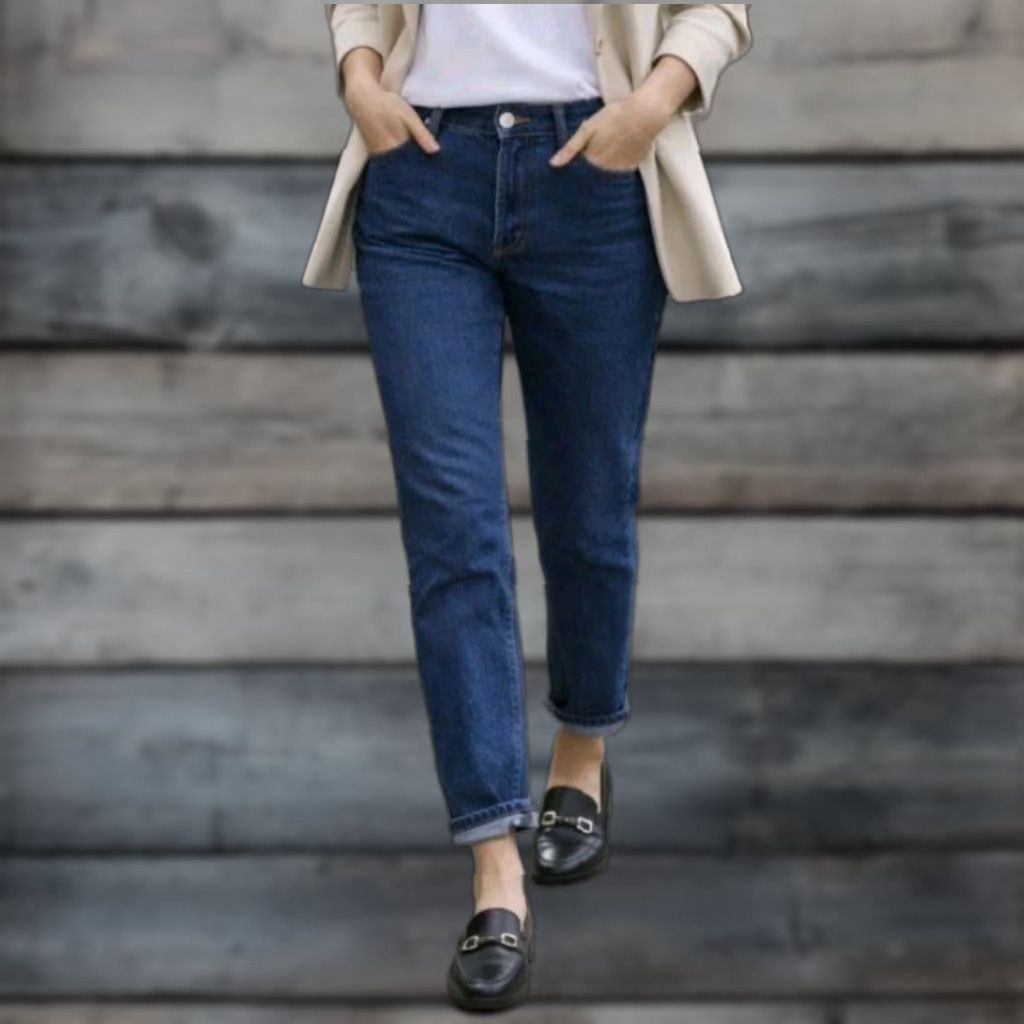 Mott & Bow Mott & Bow Ludlow Boyfriend Jeans Dark Wash Stretch Denim Women’s 28x32 EUC Size 28" / US 6 / IT 42 - 1 Thumbnail