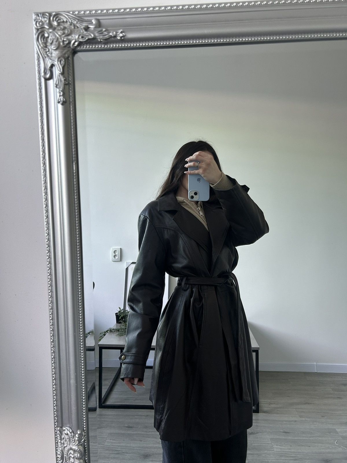 image of Archival Clothing x Vintage 100% Leather Brown Trench Coat, Women's (Size Large)