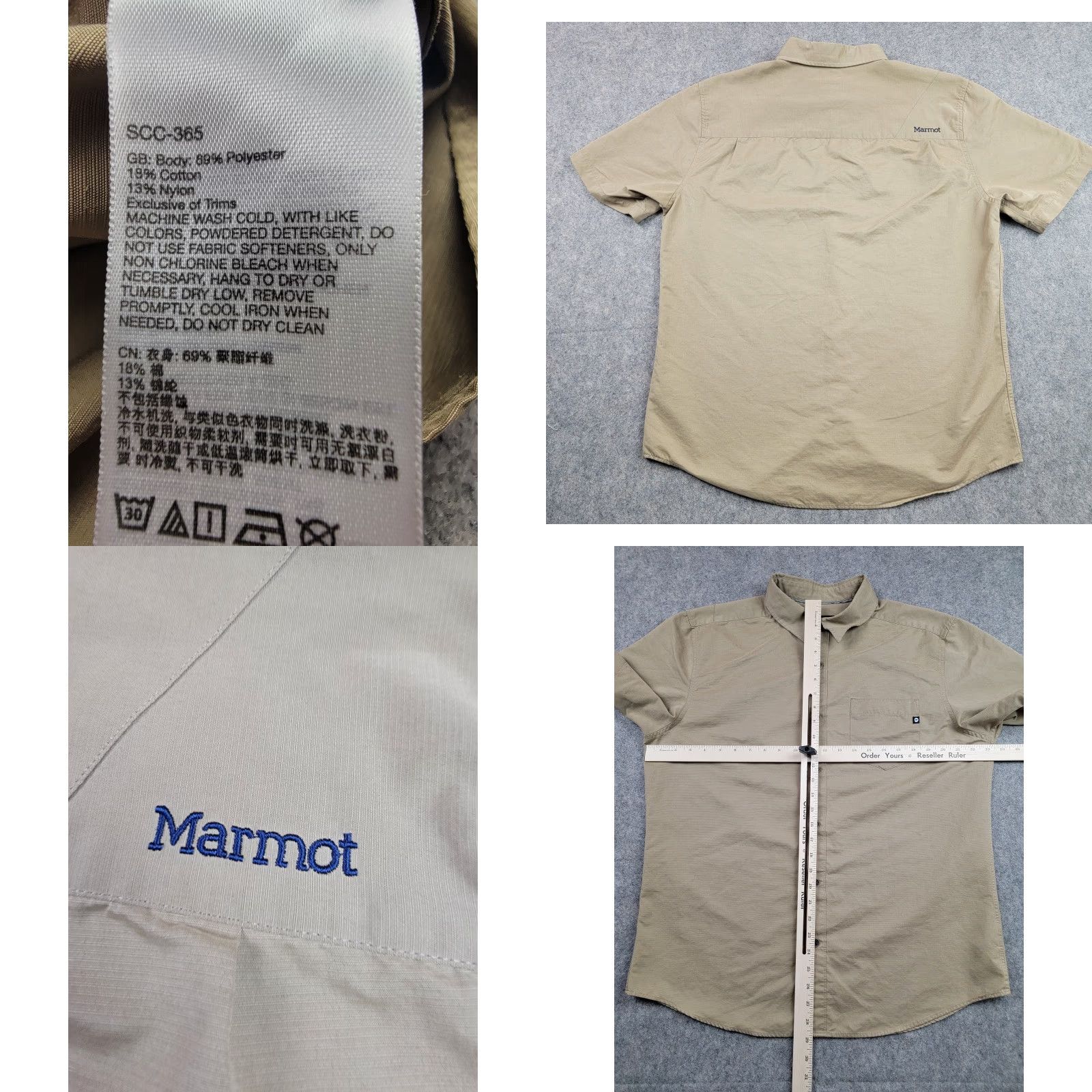 Marmot Marmot Shirt Mens Large Tan Short Sleeve Button Up Outdoor Hiking Performance Shirt Size US L / EU 52-54 / 3 - 8 Thumbnail