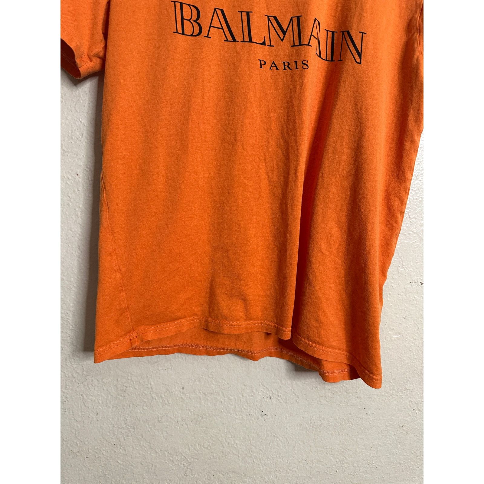 Balmain Balmain Paris ORange Cotton Logo T-shirt Mens Medium Size US M / EU 48-50 / 2 - 6 Thumbnail