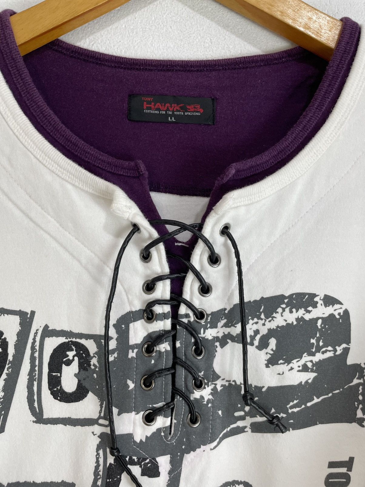 Japanese Brand × Tony Hawk × Vintage Poem Double Layer Lace Up Longsleeve Size US L / EU 52-54 / 3 - 4 Thumbnail