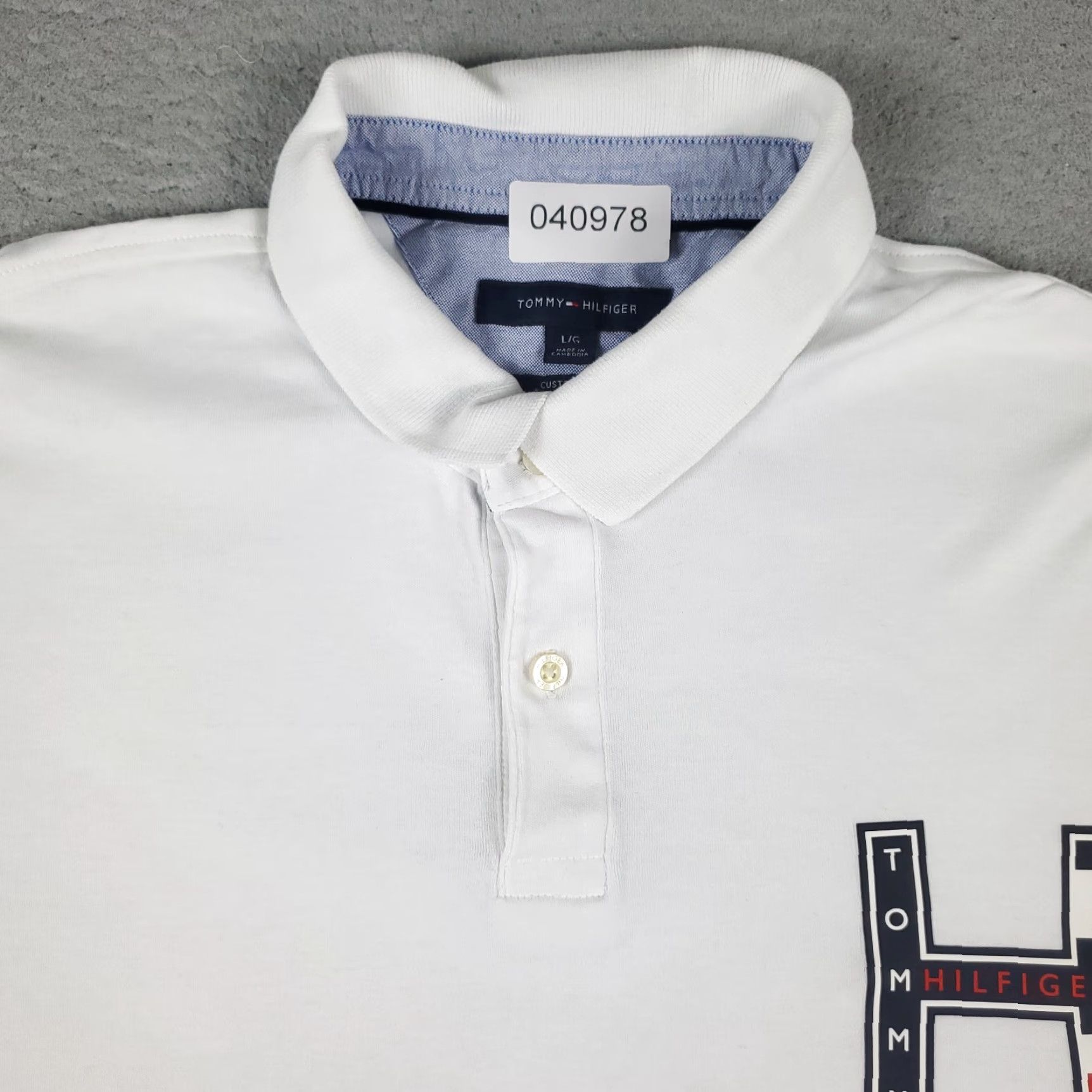 Tommy Hilfiger Tommy Hilfiger Polo Shirt Mens Large White Short Sleeve Casual Activewear Size US L / EU 52-54 / 3 - 2 Thumbnail