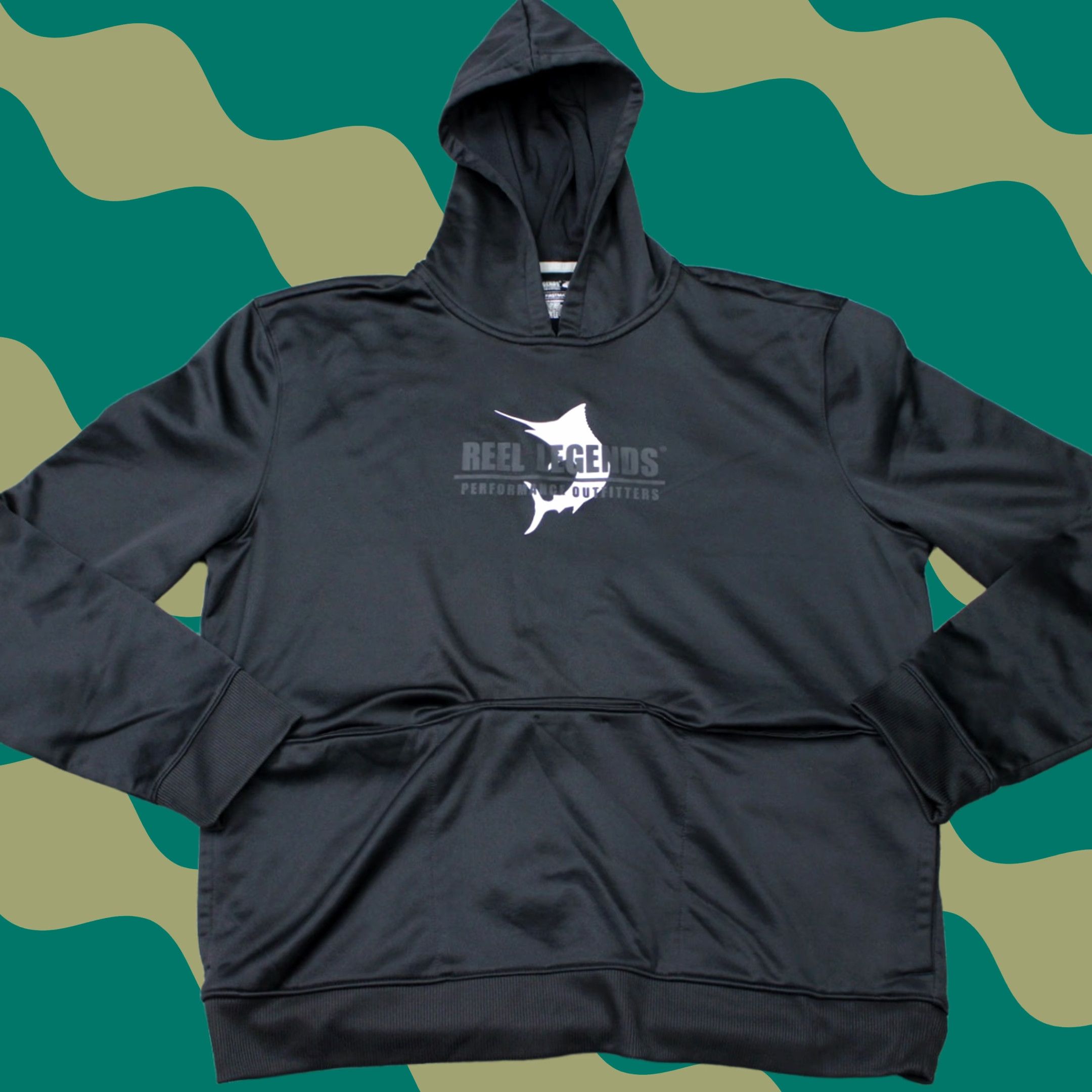 Vintage Reel Legends Hoodie Mens XL Black First Mate Pockets Hooded Sweatshirt Size US XL / EU 56 / 4 - 1 Thumbnail