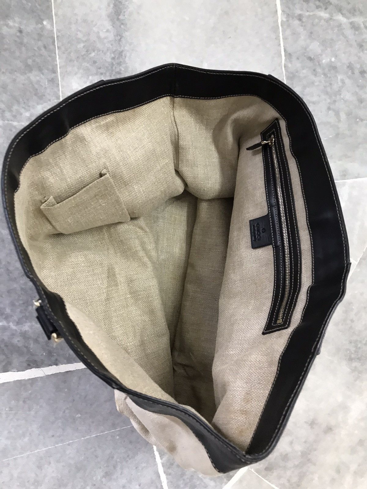 Gucci Vintage Gucci Tote Bag Canvas Black Leather Size ONE SIZE - 7 Thumbnail