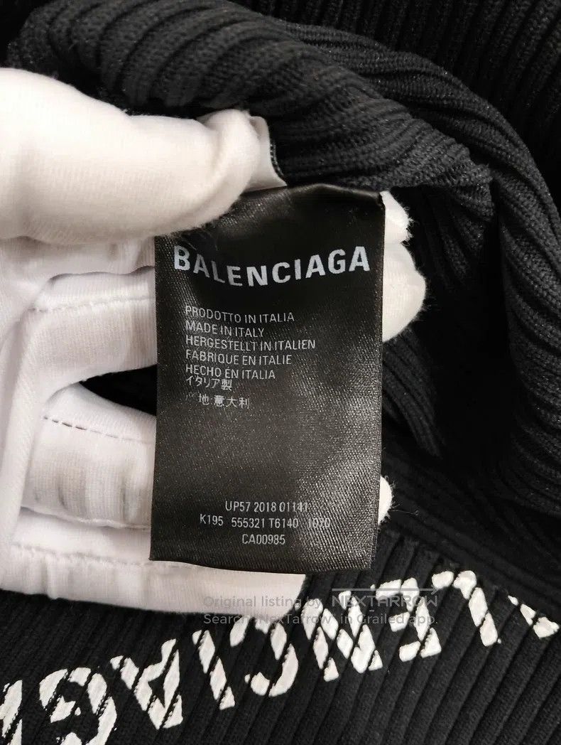 Balenciaga Balenciaga Black Logo All-Over Print Knit Sweater Size US S / EU 44-46 / 1 - 5 Thumbnail