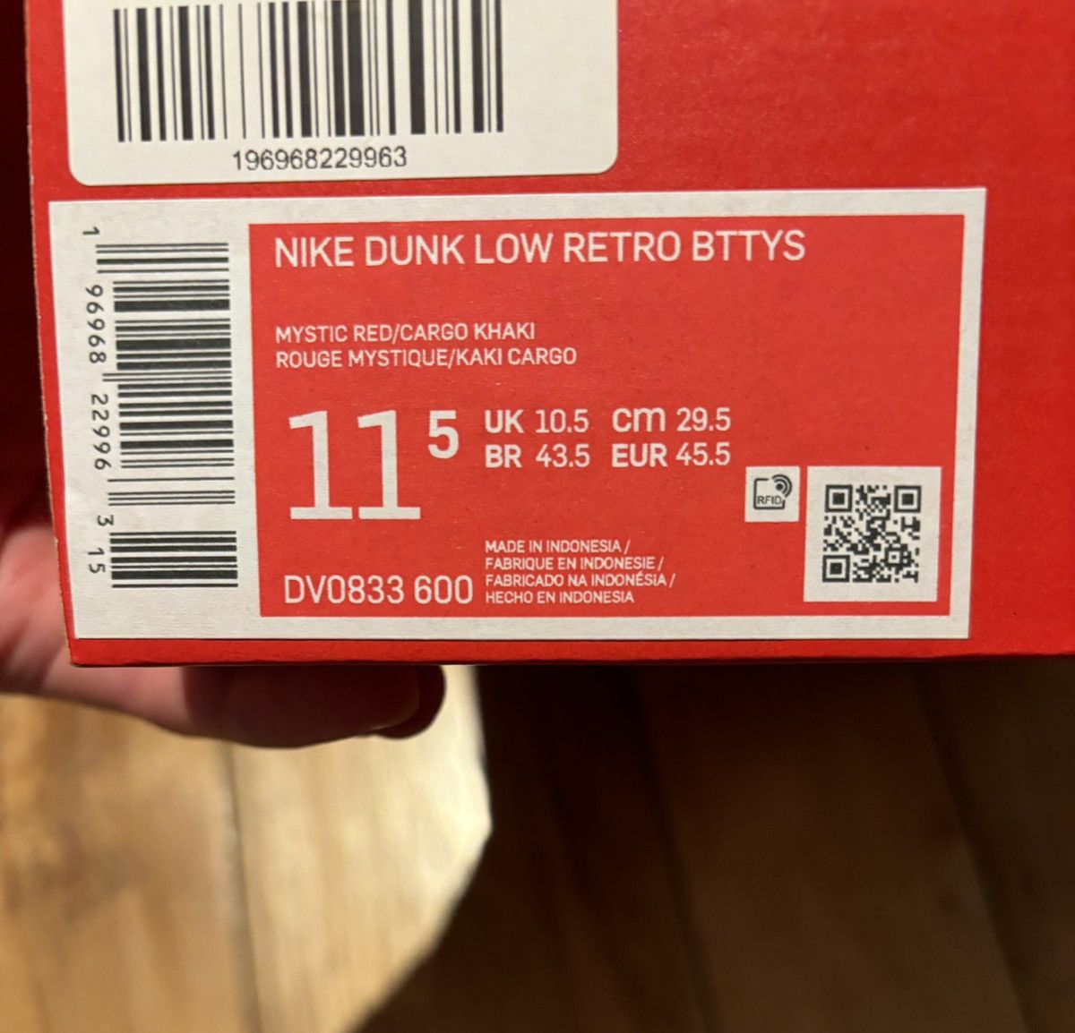 Nike Nike Dunk Low Mystic Red Cargo Khaki Size US 11.5 / EU 44-45 - 12 Thumbnail