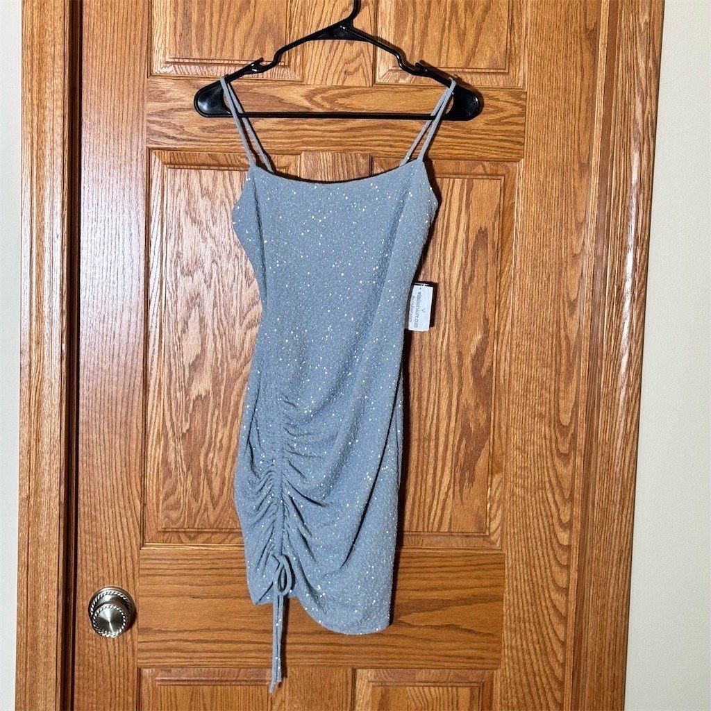 Other Windsor Dress Womens Size M Blue Glitter Ruched Drawstring Size M / US 6-8 / IT 42-44 - 3 Thumbnail