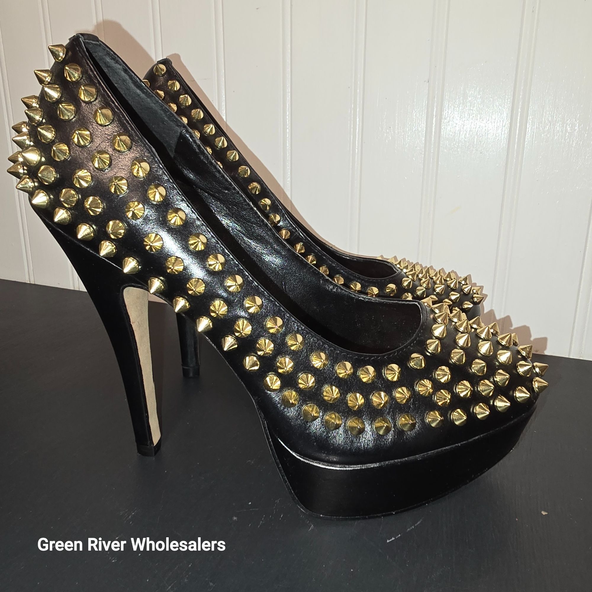 Designer Vince Camuto Madelyn Gold Spike Heels Shoes 6.5 Sexy Hot Rol Size US 6.5 / IT 36.5 - 2 Thumbnail