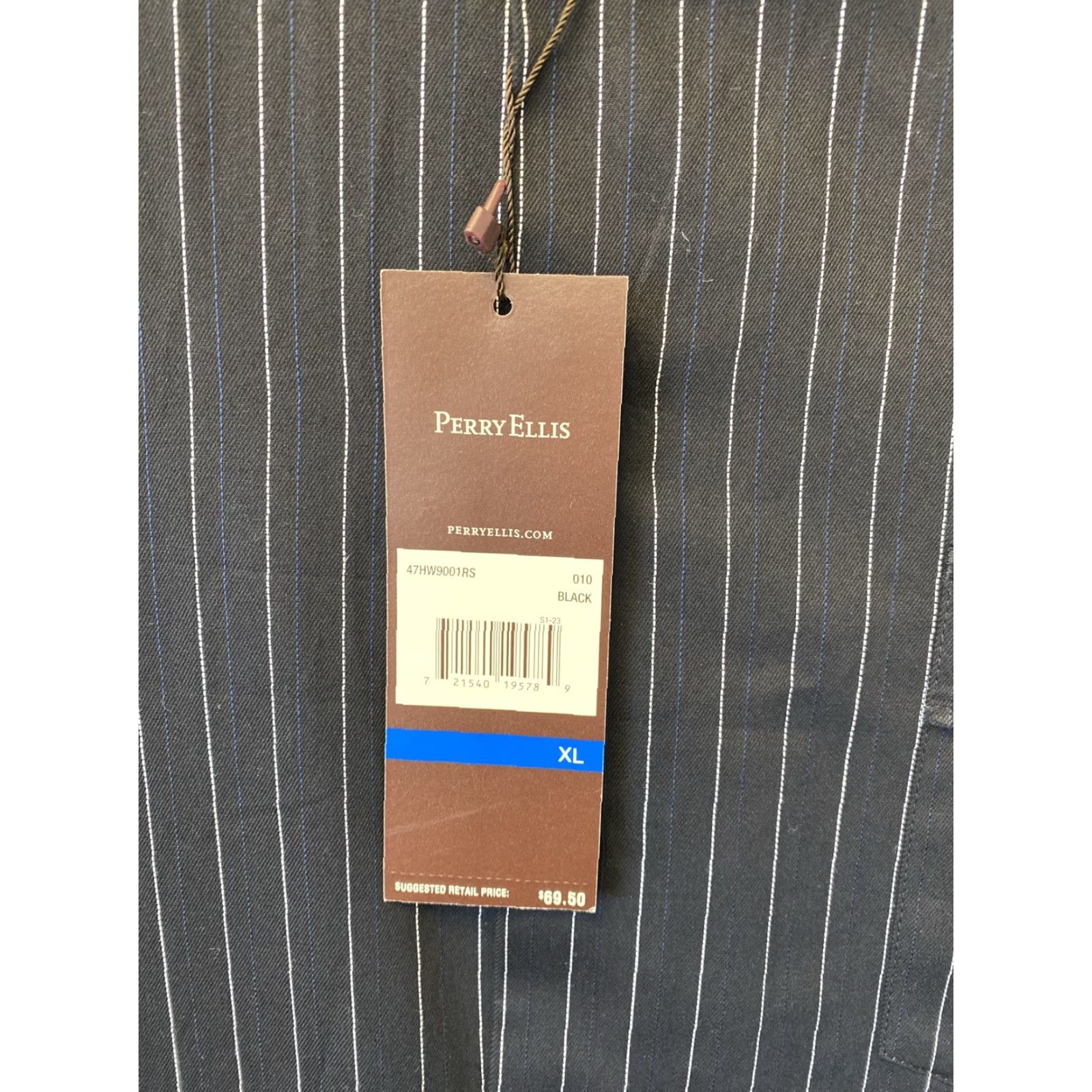 Perry Ellis VINTAGE Perry Ellis Shirt Men XL Long Sleeve Dress Shirt Casual Formal Button-Down Striped Black Size US XL / EU 56 / 4 - 4 Thumbnail