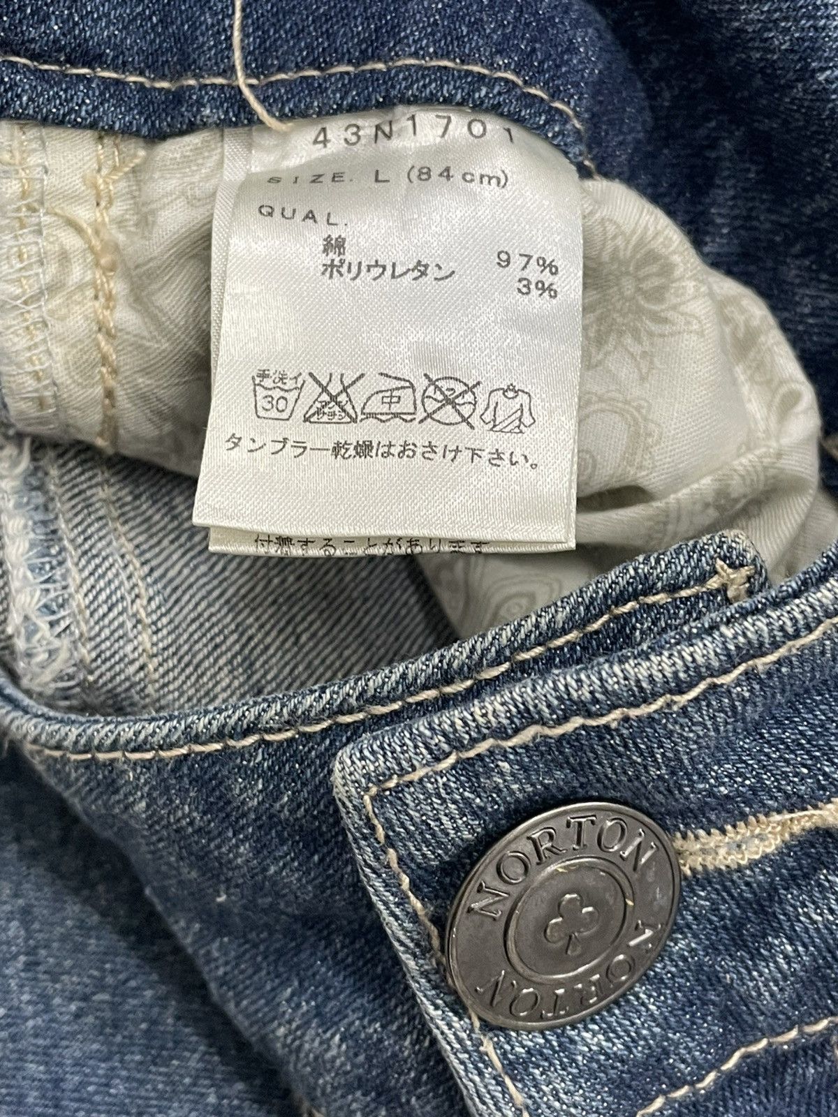 Japanese Brand Vintage Rare Designer Norton Motorcyles Distressed Denim Size US 32 / EU 48 - 22 Thumbnail