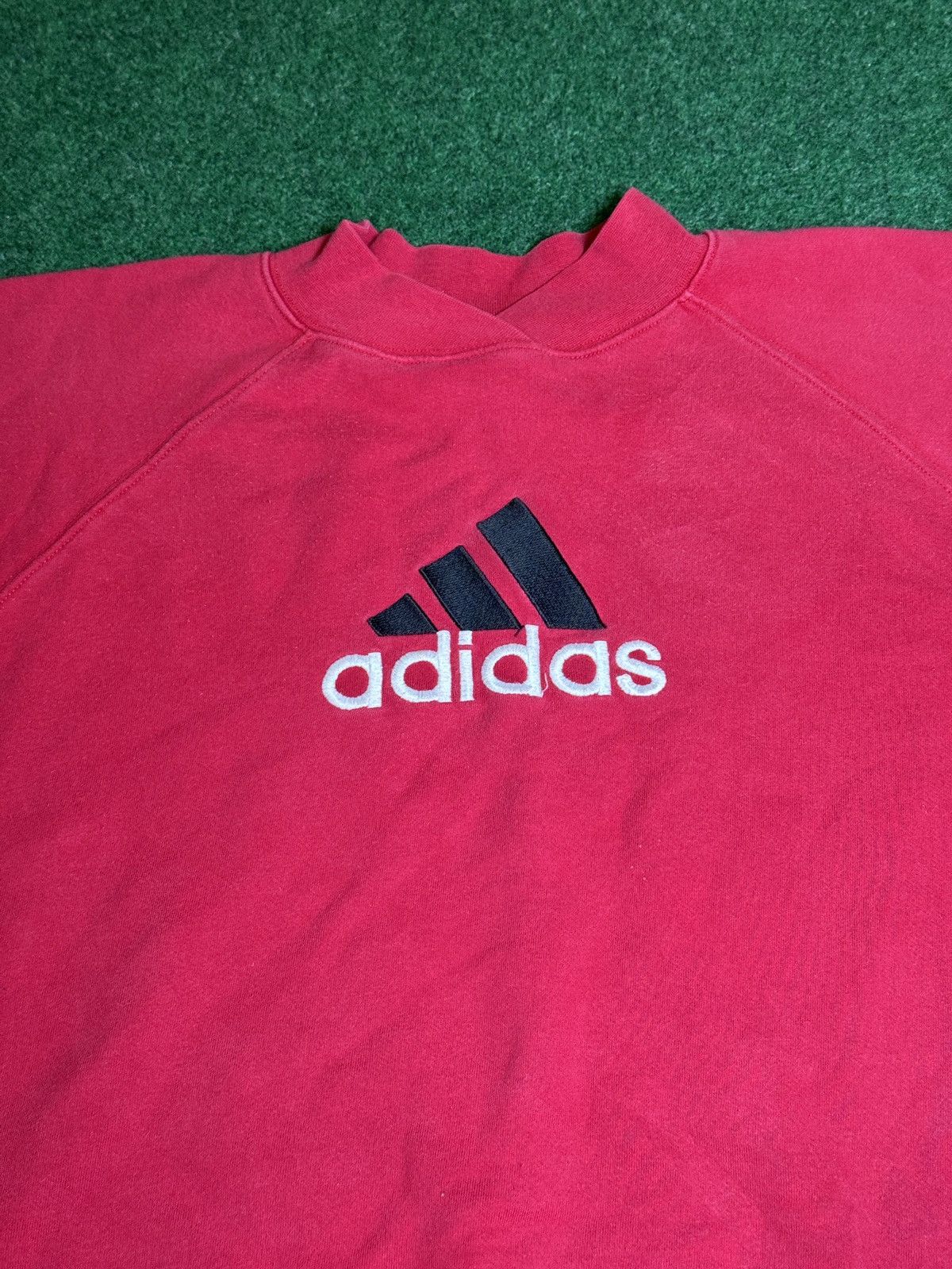 Adidas × Vintage Vintage 90s Adidas Crewneck Red/Pink 3 Stripes Sweatshirt Size L / US 10 / IT 46 - 2 Thumbnail