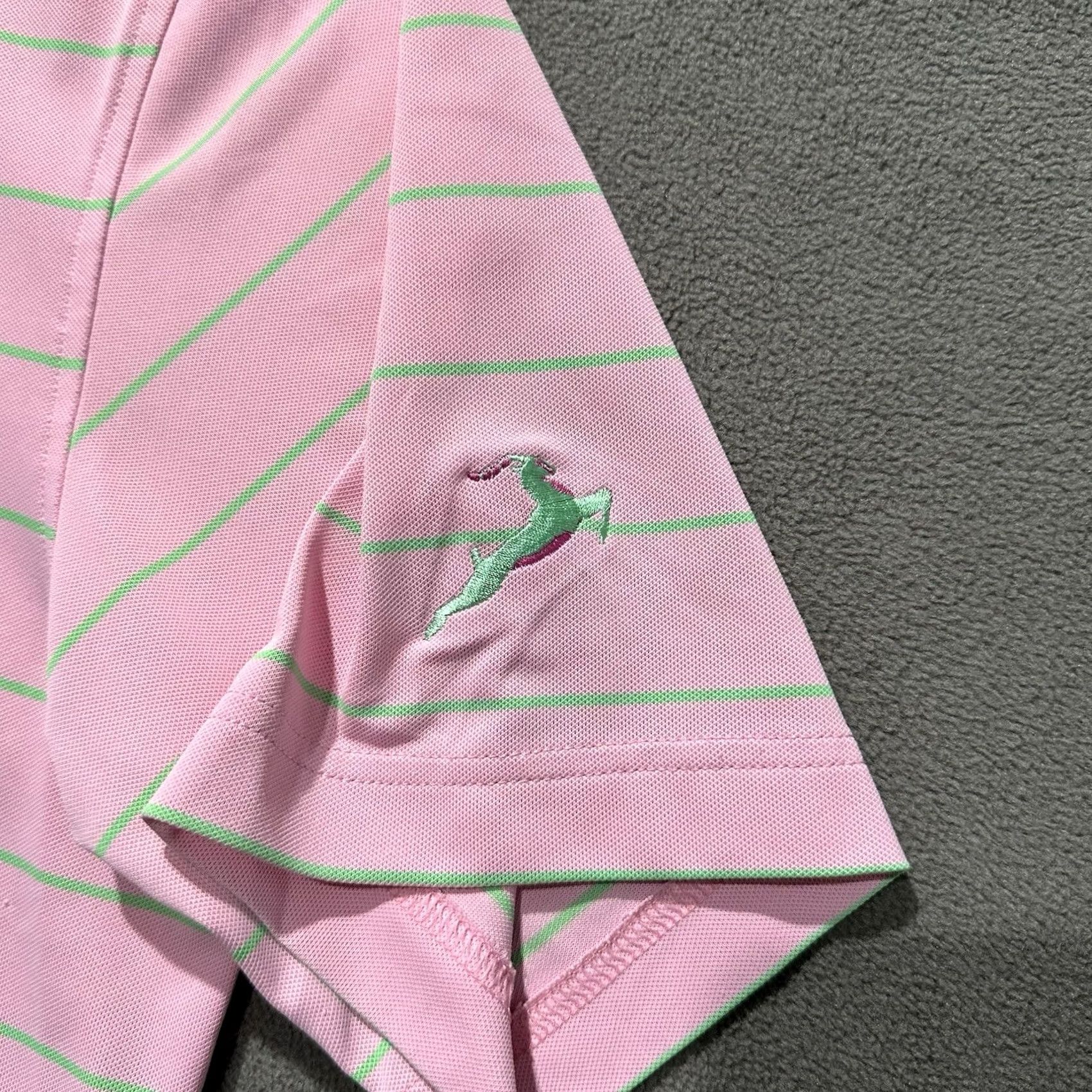 Peter Millar Peter Millar Summer Comfort Shirt Mens Large Pink/Green Striped Golf Polo GUC Size US L / EU 52-54 / 3 - 3 Thumbnail