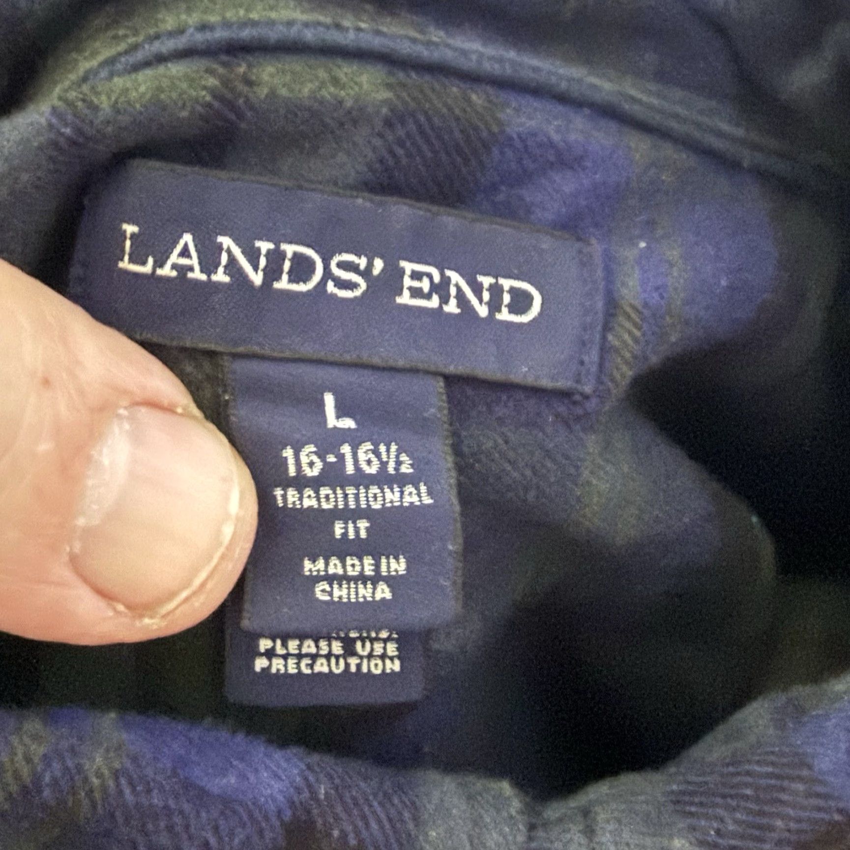 Lands' End Lands' End Shirt Mens XL Plaid Flannel Button-Up Blue Green Cotton Button-Down Collar Classic Preppy Casual Size US XL / EU 56 / 4 - 2 Thumbnail