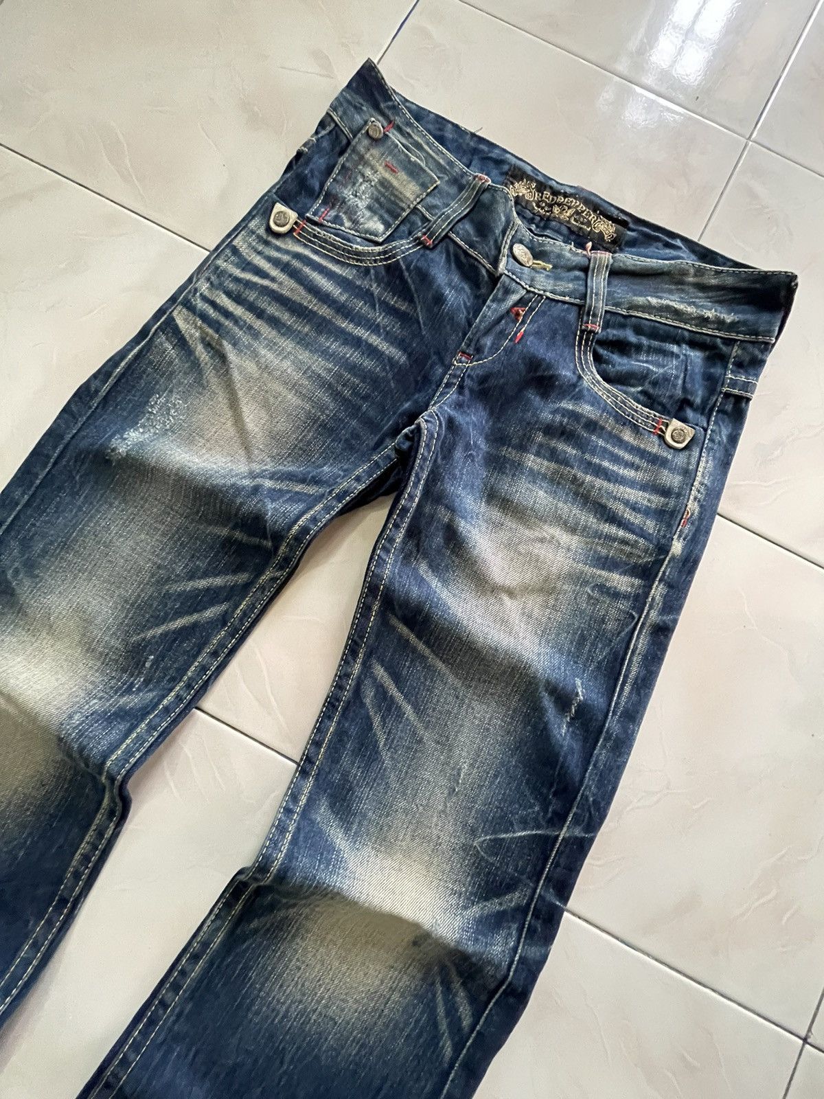 GOSTAR DE FUGA × Hysteric Glamour × Japanese Brand Red Pepper Japan Embellished Embroidered Flare Jeans Size US 29 - 3 Thumbnail