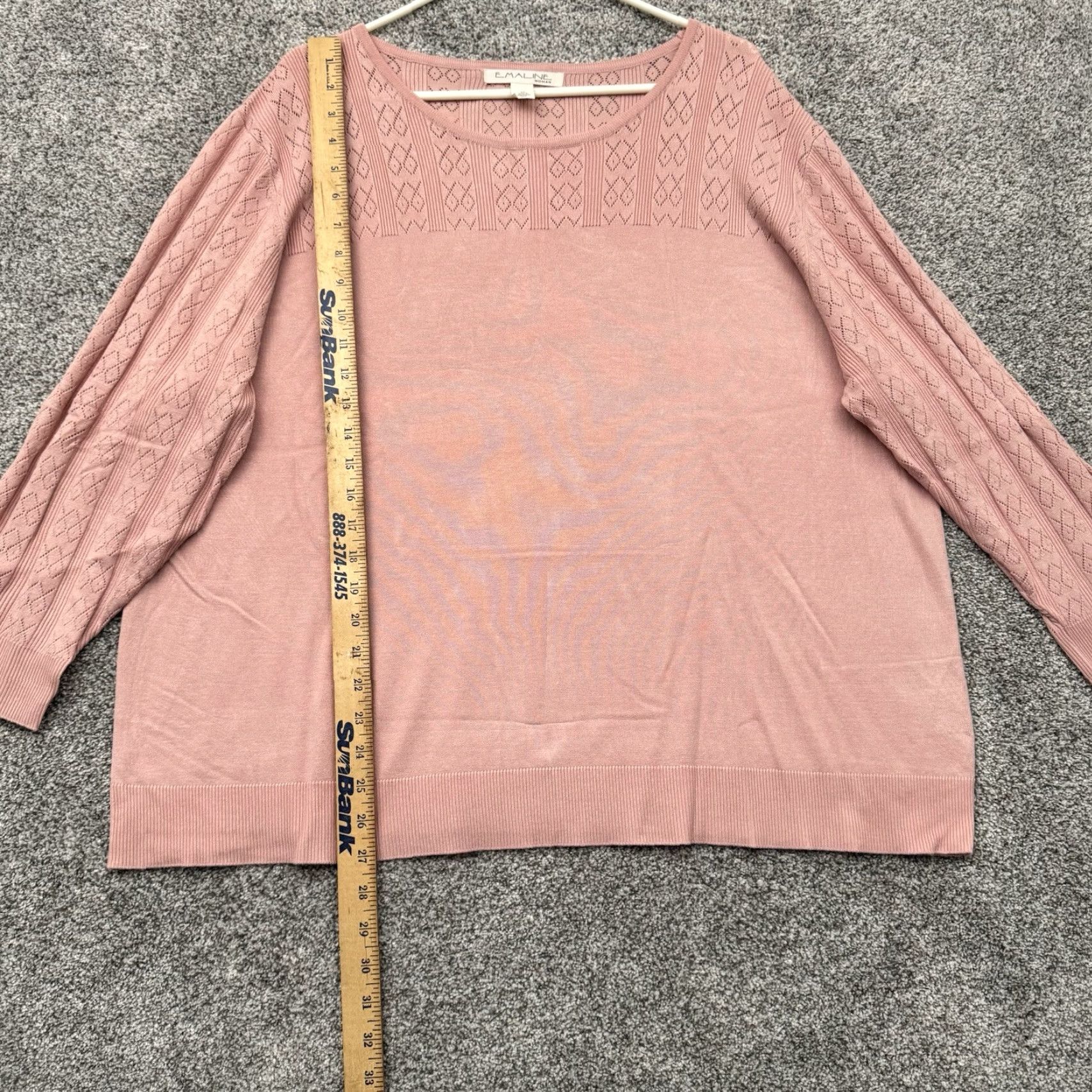 Vintage Emaline Grandmacore Sweater Women 3X Plus Cottagecore Knitted Lace 2010s Feminine Pastel Pink Size XXL / US 16-18 / IT 52-54 - 2 Thumbnail