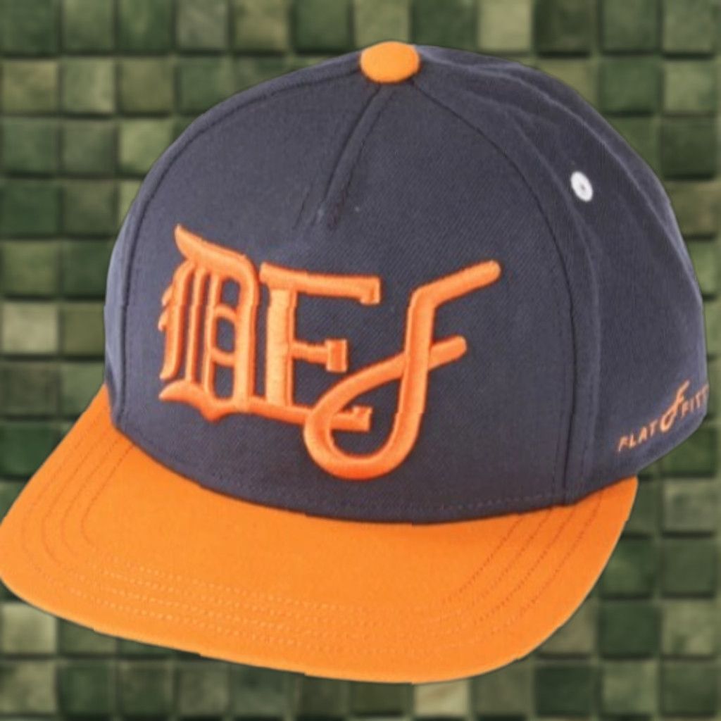 Vintage Flat Fitty DEF Snapback Cap Hat, Navy / Orange, One Size Mens Baseball Cap Size ONE SIZE - 1 Preview