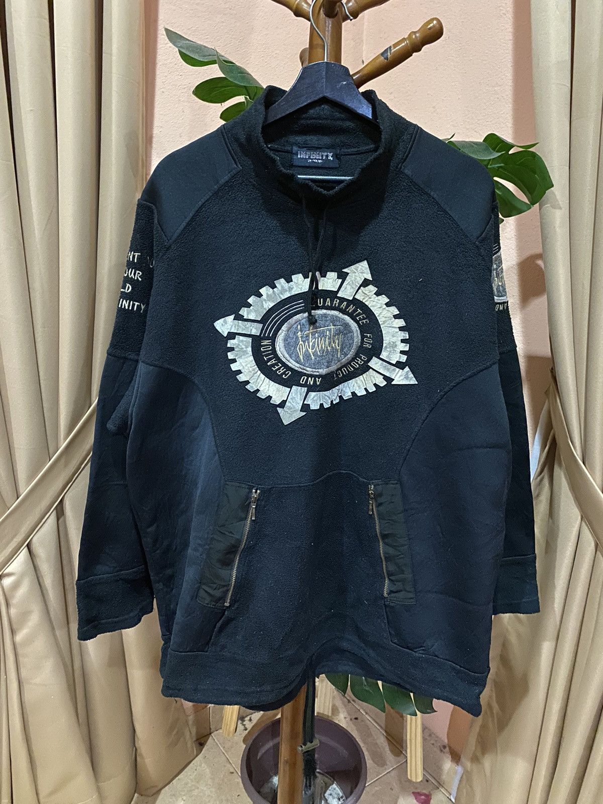 Issey Miyake Infinity Black Quarter-Zip Fleece Pullover with Industrial Size US L / EU 52-54 / 3 - 1 Thumbnail