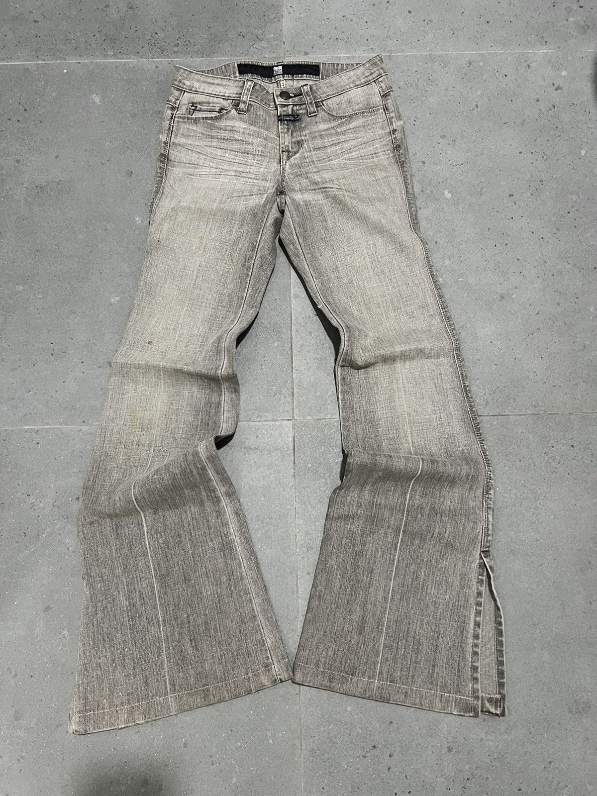 image of If Six Was Nine x Le Grande Bleu L G B Marithe Francois Girbaud Flared Denim Jeans Slits in Grey, W