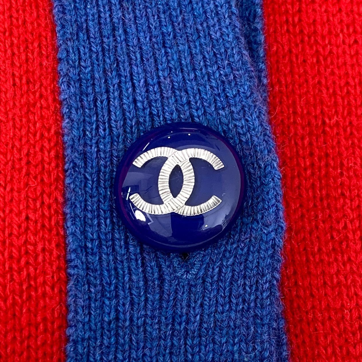 Chanel Chanel Red & Blue Wool Cashmere Womens Cardigan Sweater Size M / US 6-8 / IT 42-44 - 5 Thumbnail