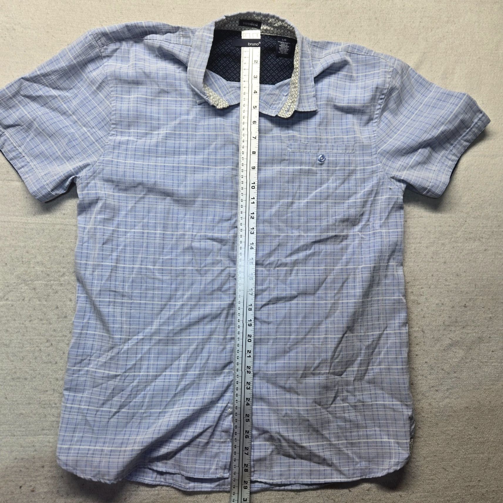 Vintage Bruno Shirt Blue Short Sleeve Button-Up Suede Microfiber Adult Men's L Regular Size 90s Casual Business Fold-Front Button-Front Collared Shirt Size US L / EU 52-54 / 3 - 5 Thumbnail