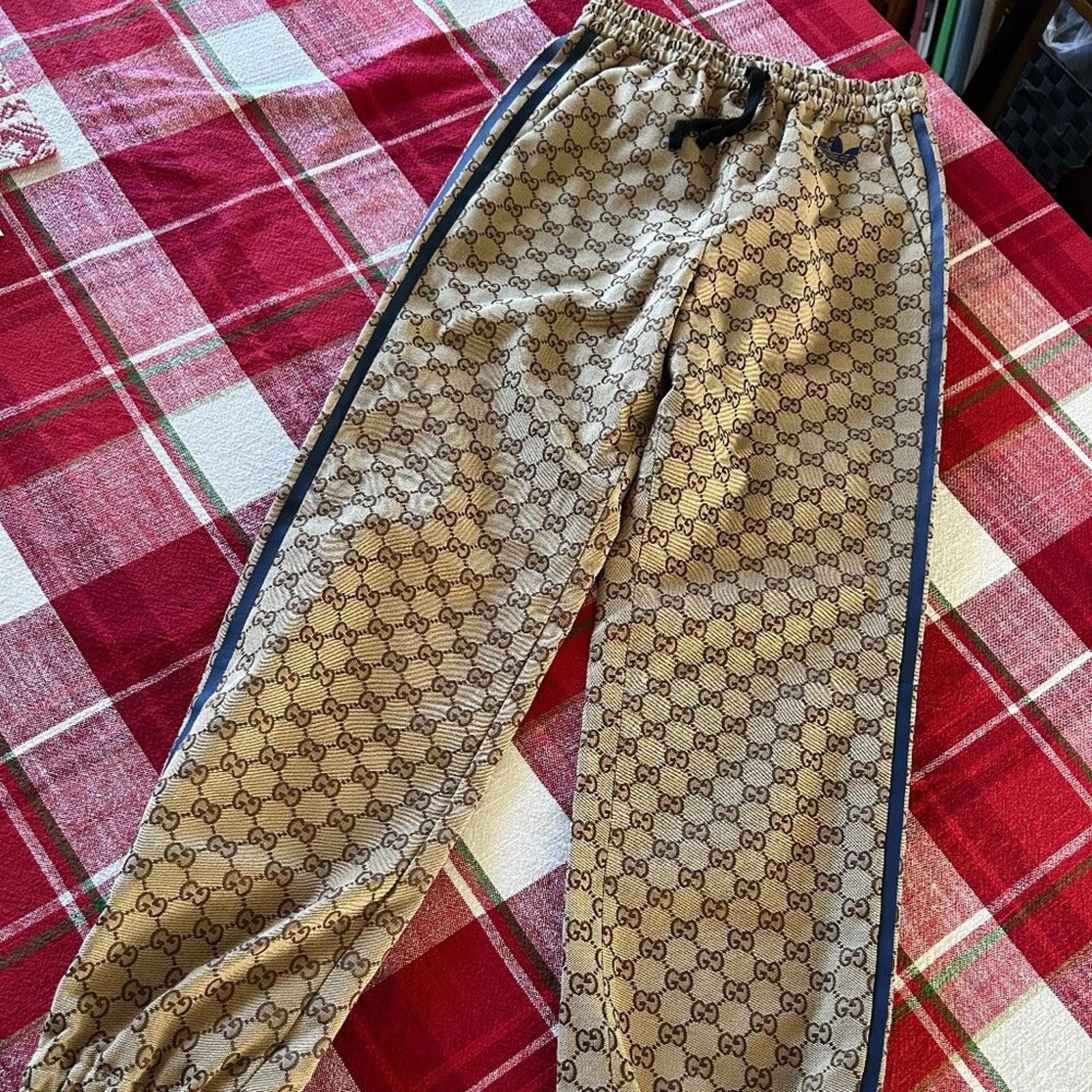 Gucci NWT Gucci x adidas GG Canvas Pant Beige/Ebony 712110 size 36 Size 25" / US 0 / IT 36 - 1 Thumbnail