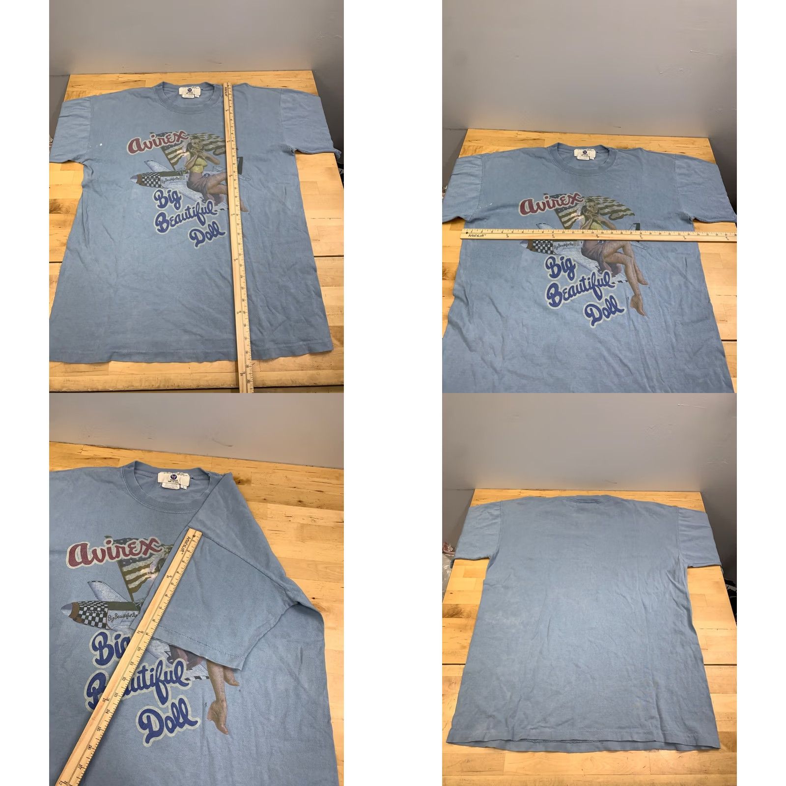 Avirex VINTAGE Avirex T Shirt L Blue Airplane USA Flag 13273 Avirex Shirt Adult Mens Size US L / EU 52-54 / 3 - 8 Thumbnail