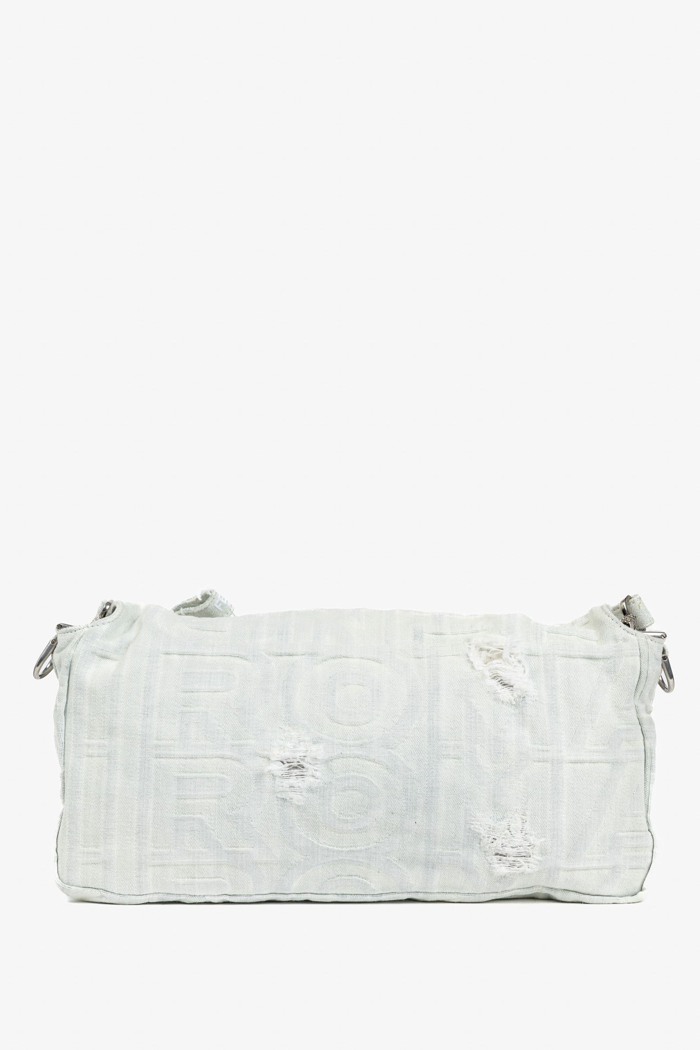 Fendi Fendi by Marc Jacobs Maxi Baguette White Denim Shoulder Bag Size ONE SIZE - 4 Thumbnail