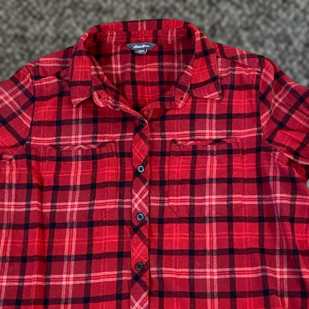Eddie Bauer Eddie Bauer Women's Red Black Plaid Flannel Shirt Long Sleeve Button-Up L Womens Size L / US 10 / IT 46 - 1 Thumbnail