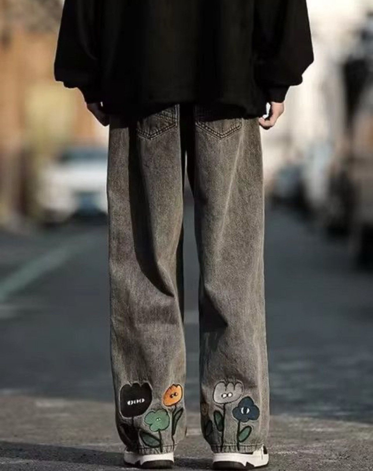 Other Flower Baggy Casual Denim Wide-leg Jeans Cargo Pants Size US 33 - 7 Thumbnail