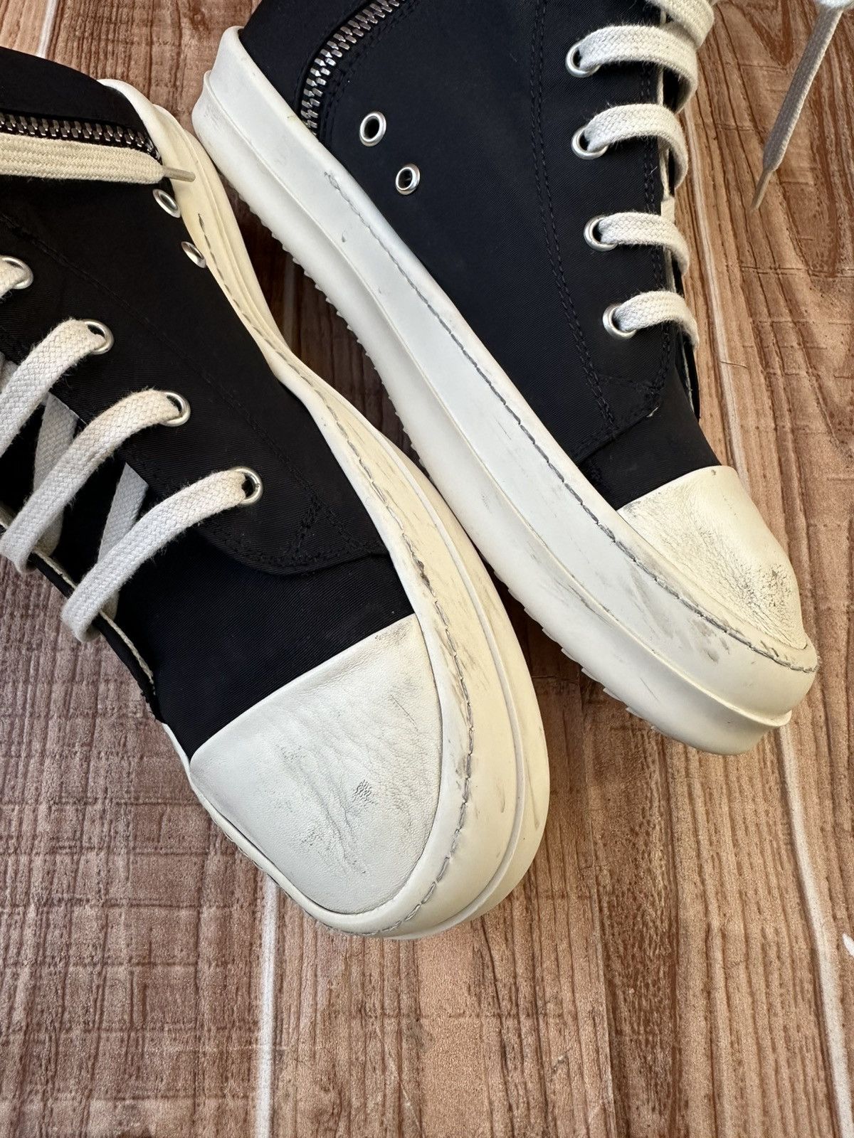 Rick Owens Rick Owens DRKSHDW Nylon Ramones Black Milk Hightops Size US 8.5 / EU 41-42 - 9 Thumbnail