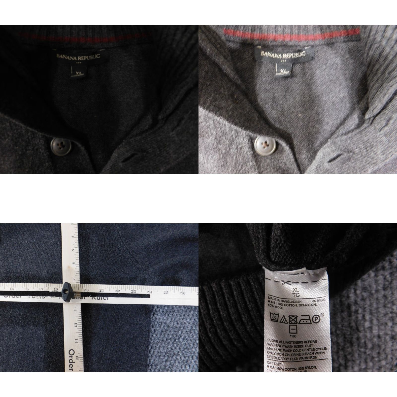 Banana Republic Banana Republic Sweater XL Mens Gray Wool Cotton Mock Neck Pullover Knit Stretch Regular Long Sleeve Size US XL / EU 56 / 4 - 8 Thumbnail