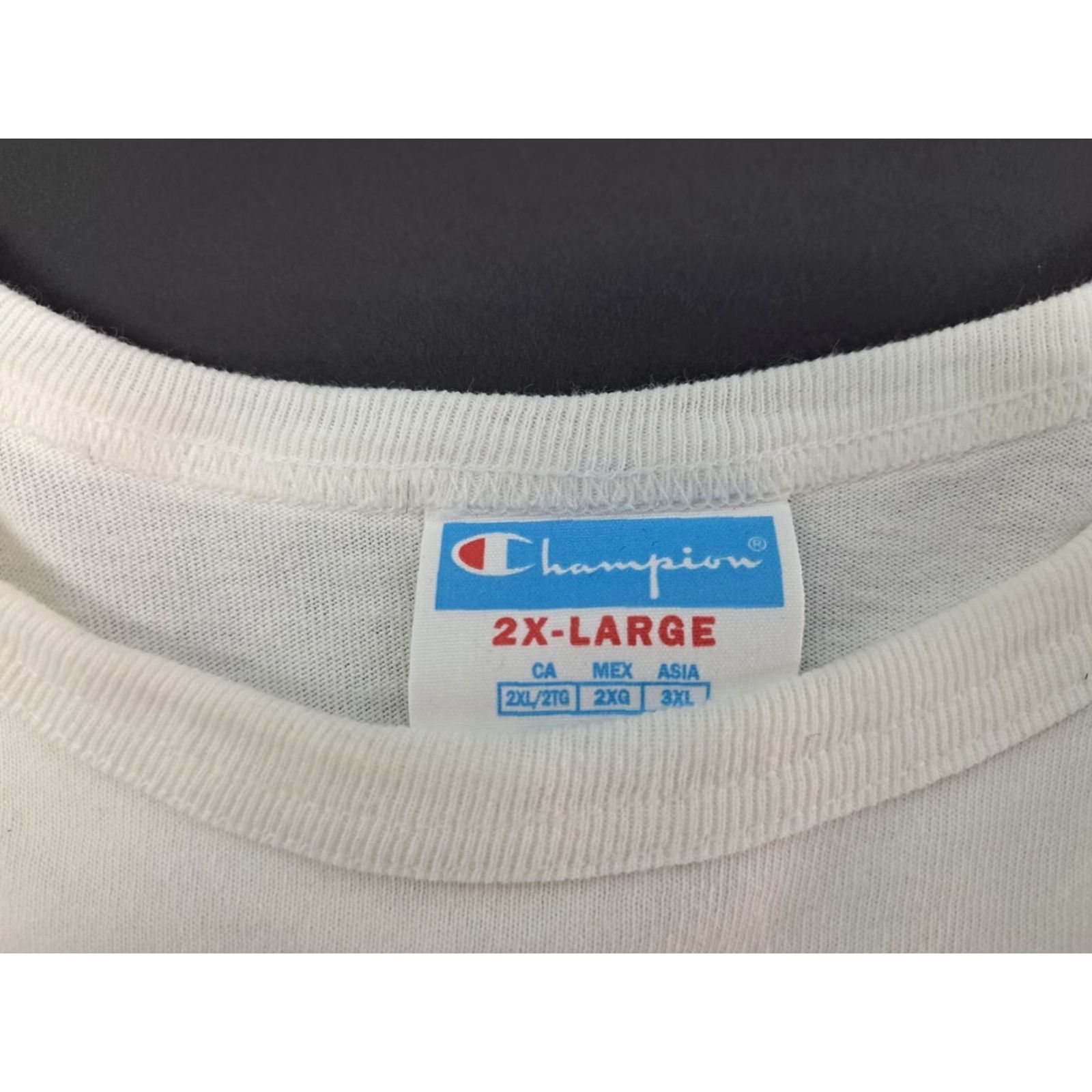 Champion Champion T Shirt Men 2XL White Short Sleeve Crew Neck Embroidered Logo Vintage Look Regular Fit Hash Tag 4895? Size US XXL / EU 58 / 5 - 2 Thumbnail