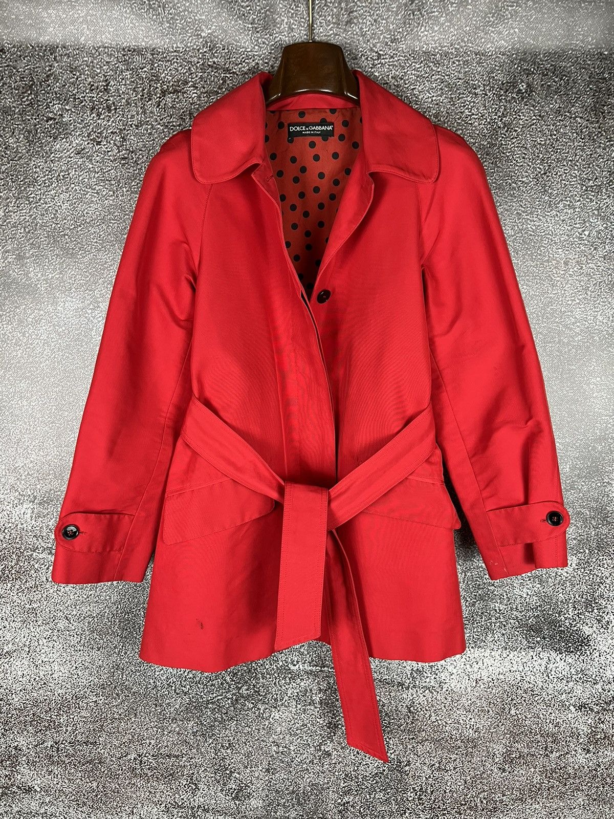 Designer × Dolce & Gabbana Dolce & Gabbana Red Polka dot Trench Coat Made in Italy Size S / US 4 / IT 40 - 1 Thumbnail