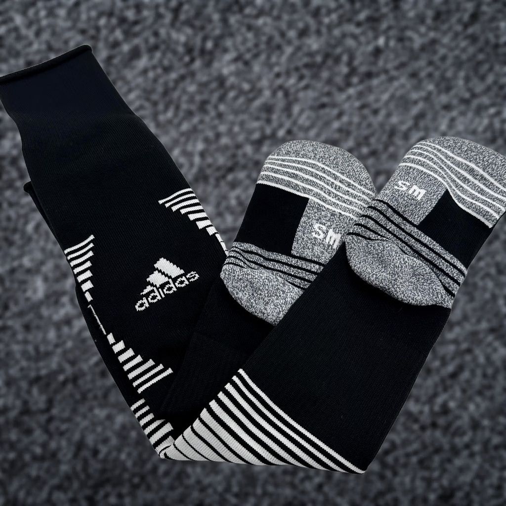 Adidas Adidas Socks Mens Over The Calf Black White Striped Cushioned Soccer Athletic Socks M Adult Mens Size ONE SIZE - 1 Thumbnail