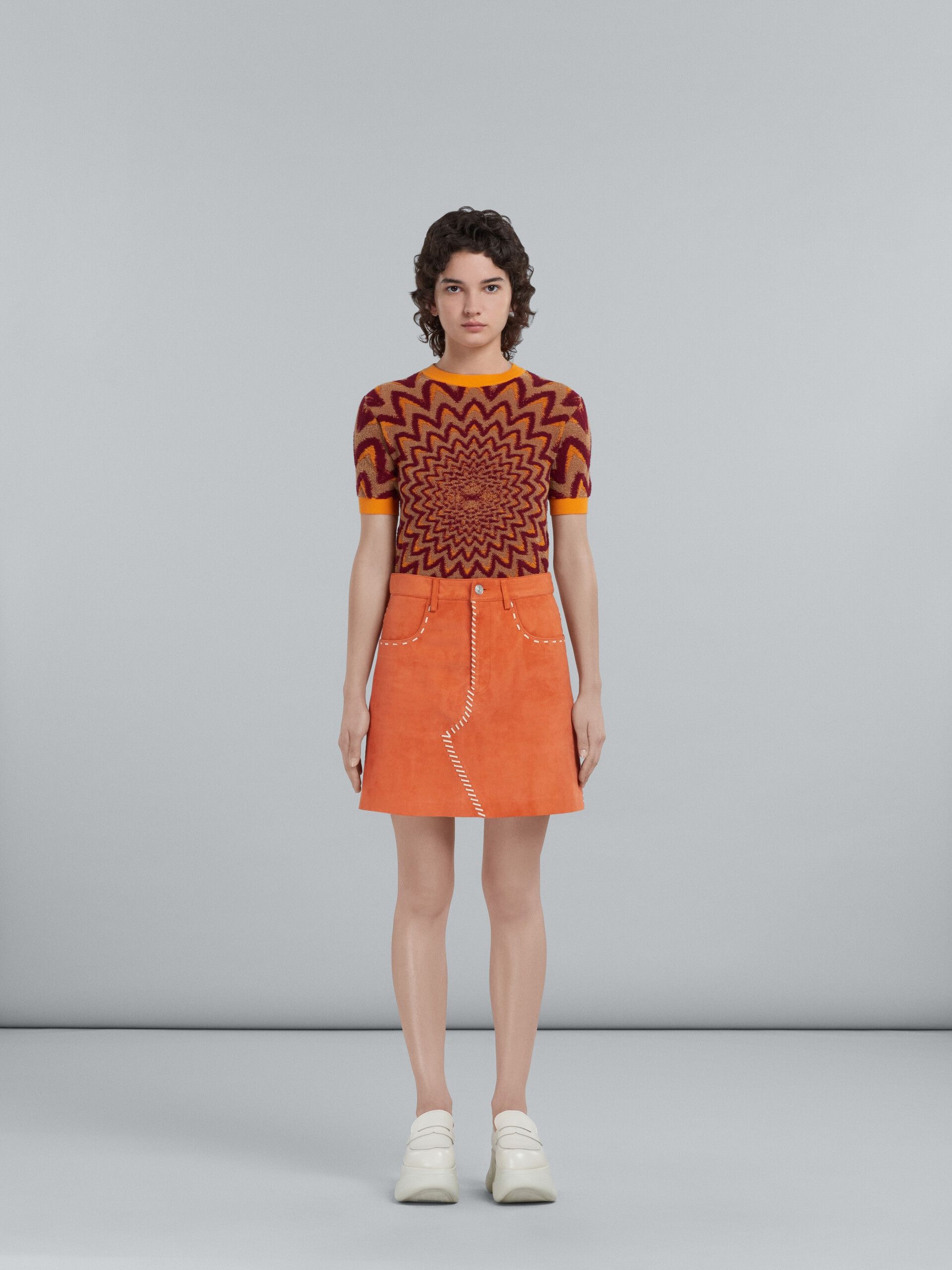 Marni o1y1125 Mini Skirt in Orange/White Size 26" / US 2 / IT 38 - 2 Thumbnail